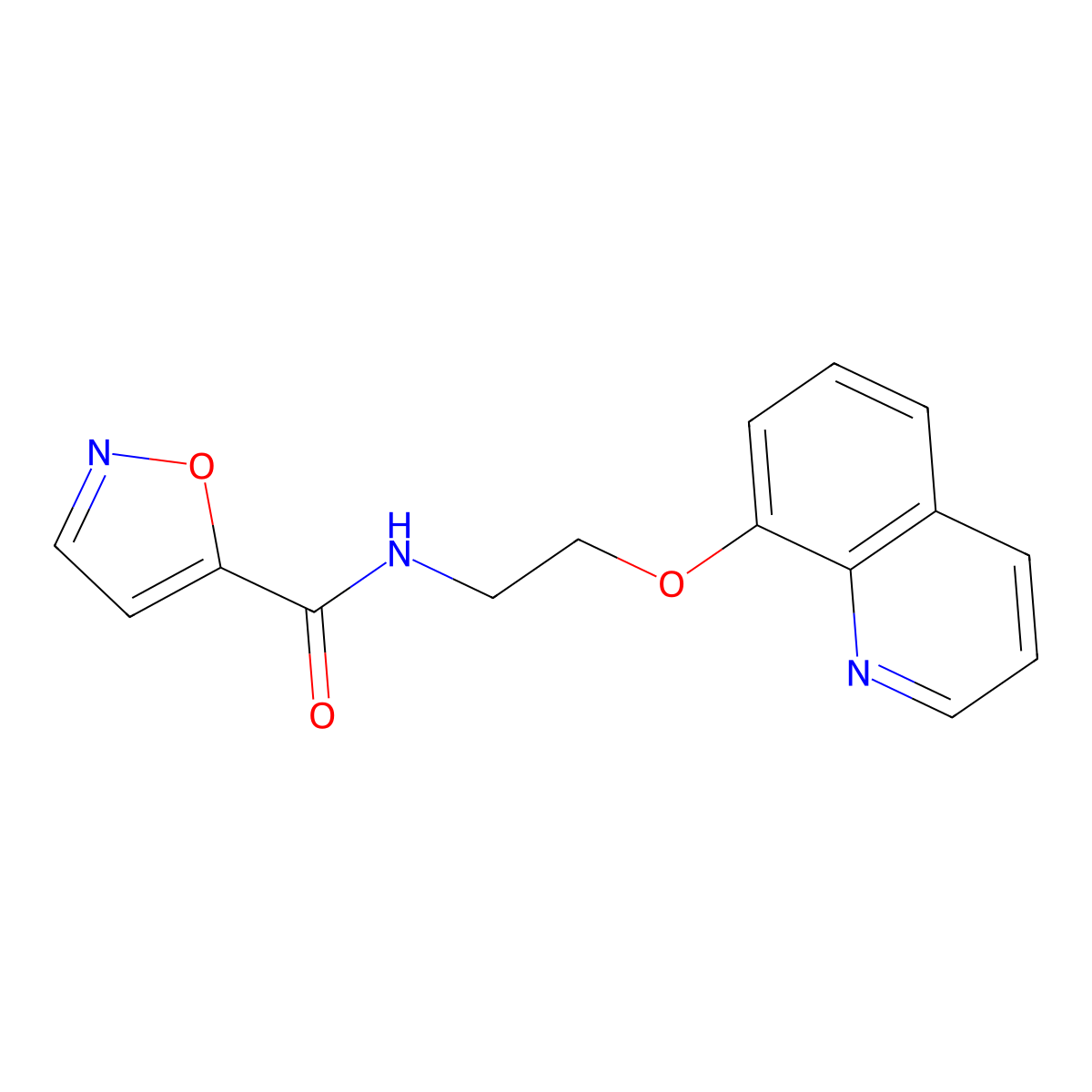 N-(2-(quinolin-8-yloxy)ethyl)isoxazole-5-carboxamide molecular structure, CAS 1207043-91-1