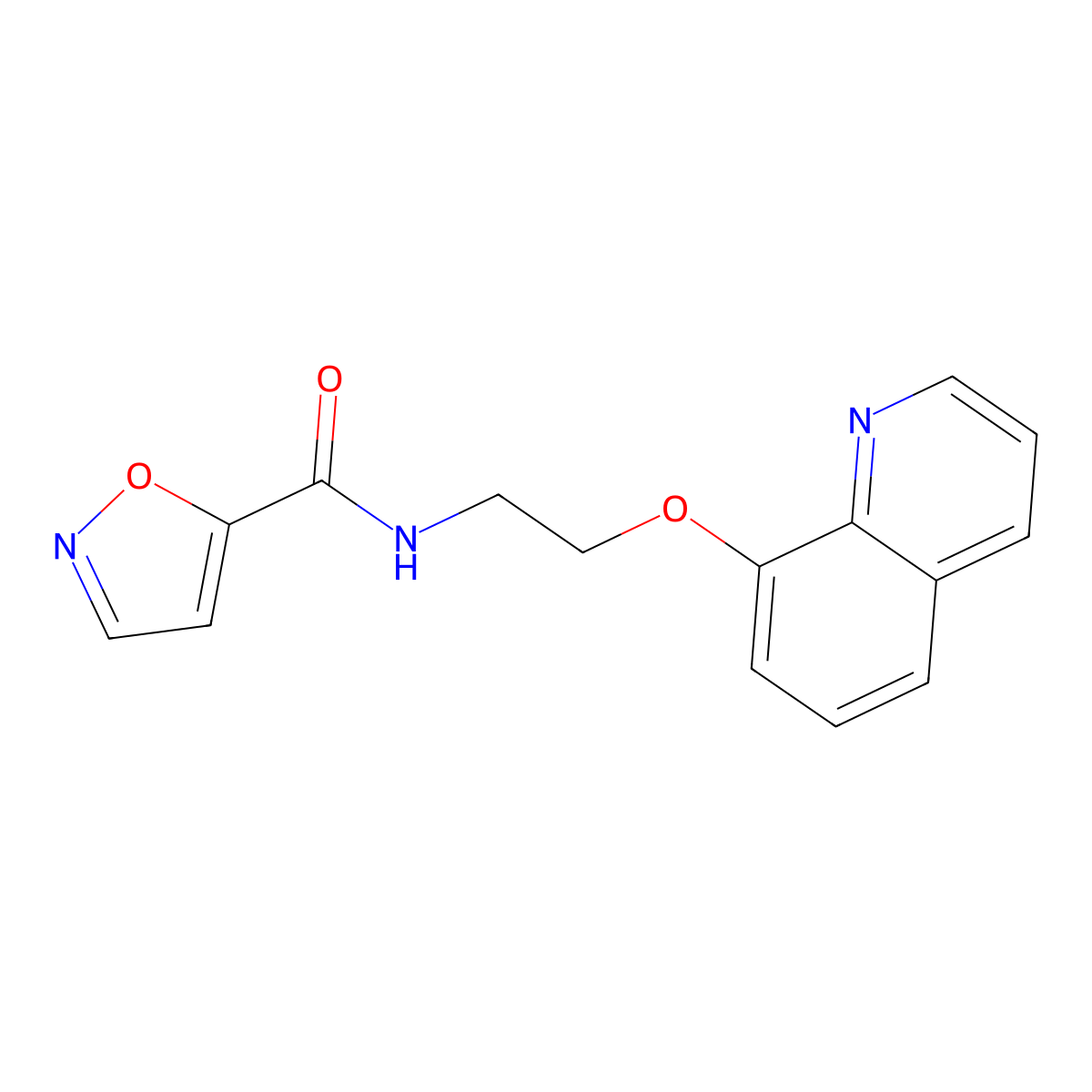 N-(2-(quinolin-8-yloxy)ethyl)isoxazole-5-carboxamide molecular structure, CAS 1207043-91-1
