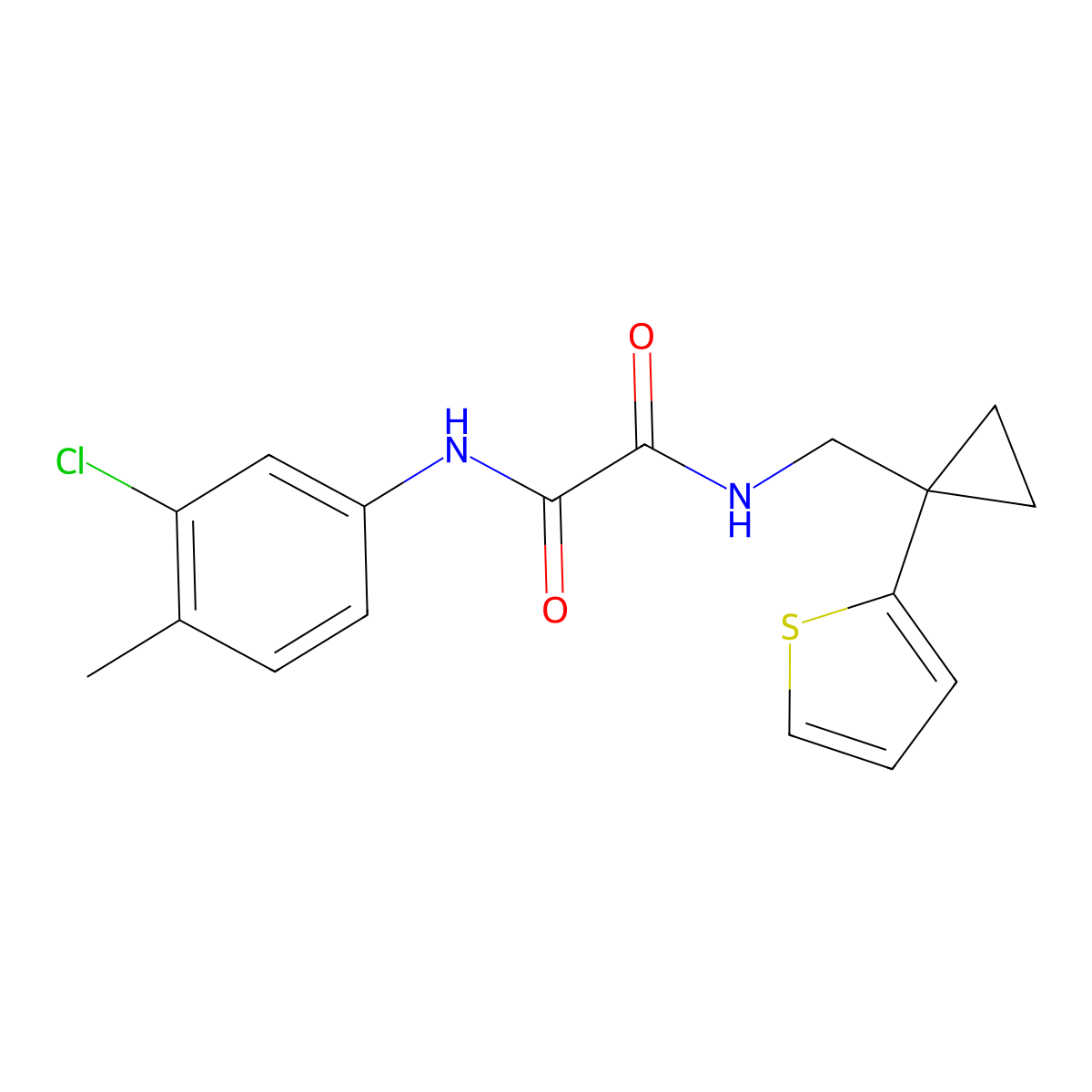 N1-(3-chloro-4-methylphenyl)-N2-((1-(thiophen-2-yl)cyclopropyl)methyl)oxalamide molecular structure, CAS 1207043-92-2