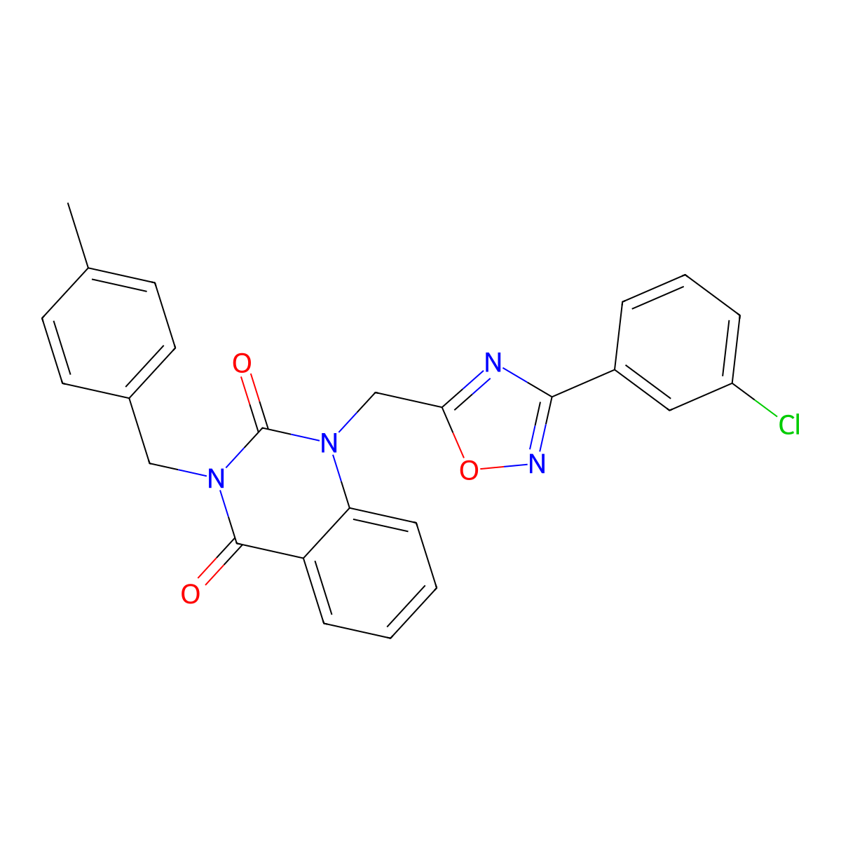 1-((3-(3-chlorophenyl)-1,2,4-oxadiazol-5-yl)methyl)-3-(4-methylbenzyl)quinazoline-2,4(1H,3H)-dione molecular structure, CAS 1207043-93-3
