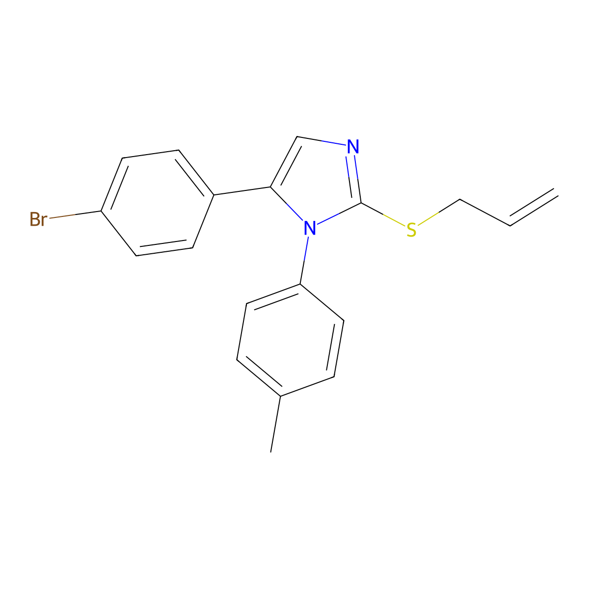 2-(allylthio)-5-(4-bromophenyl)-1-(p-tolyl)-1H-imidazole molecular structure, CAS 1207044-01-6