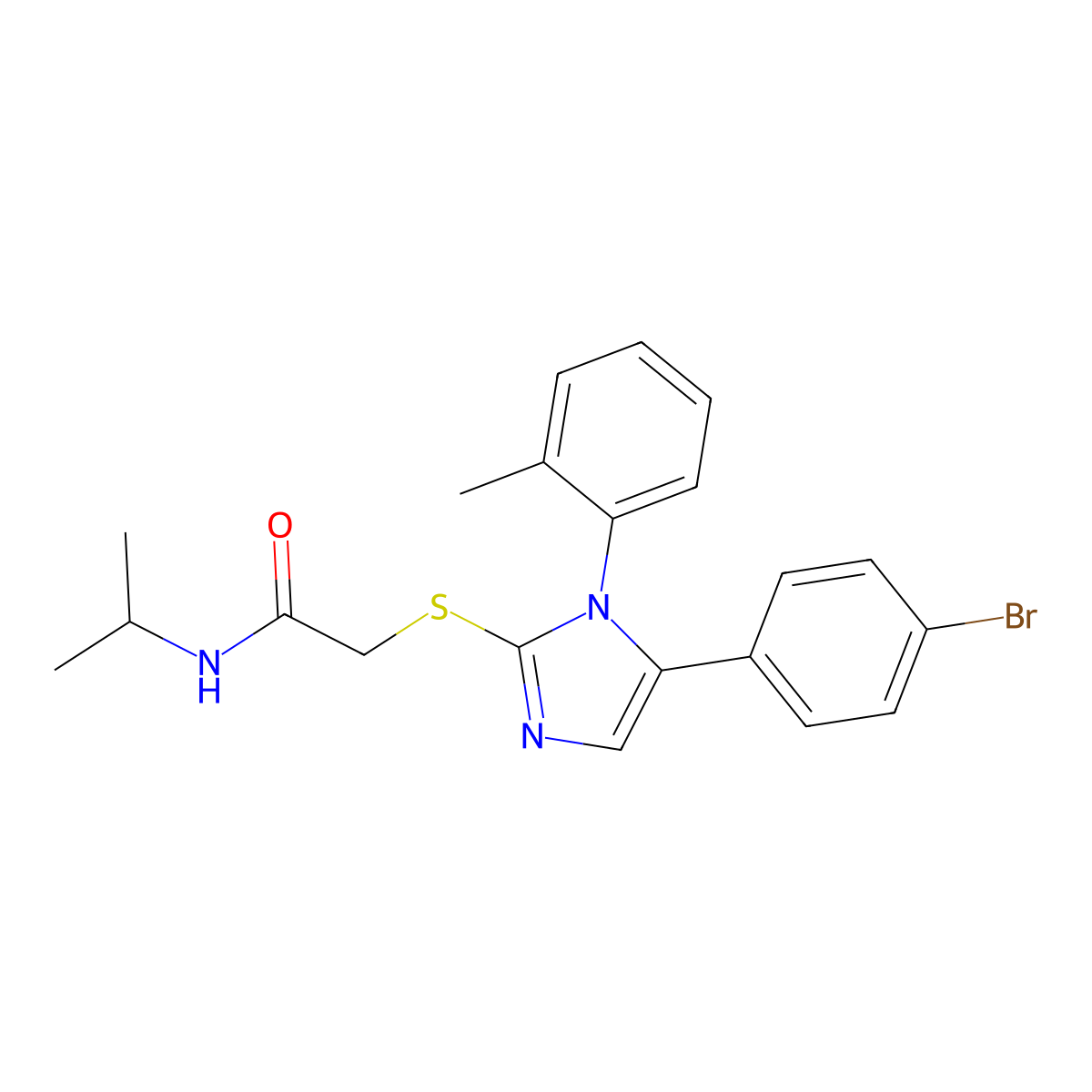 2-((5-(4-bromophenyl)-1-(o-tolyl)-1H-imidazol-2-yl)thio)-N-isopropylacetamide molecular structure, CAS 1207044-08-3