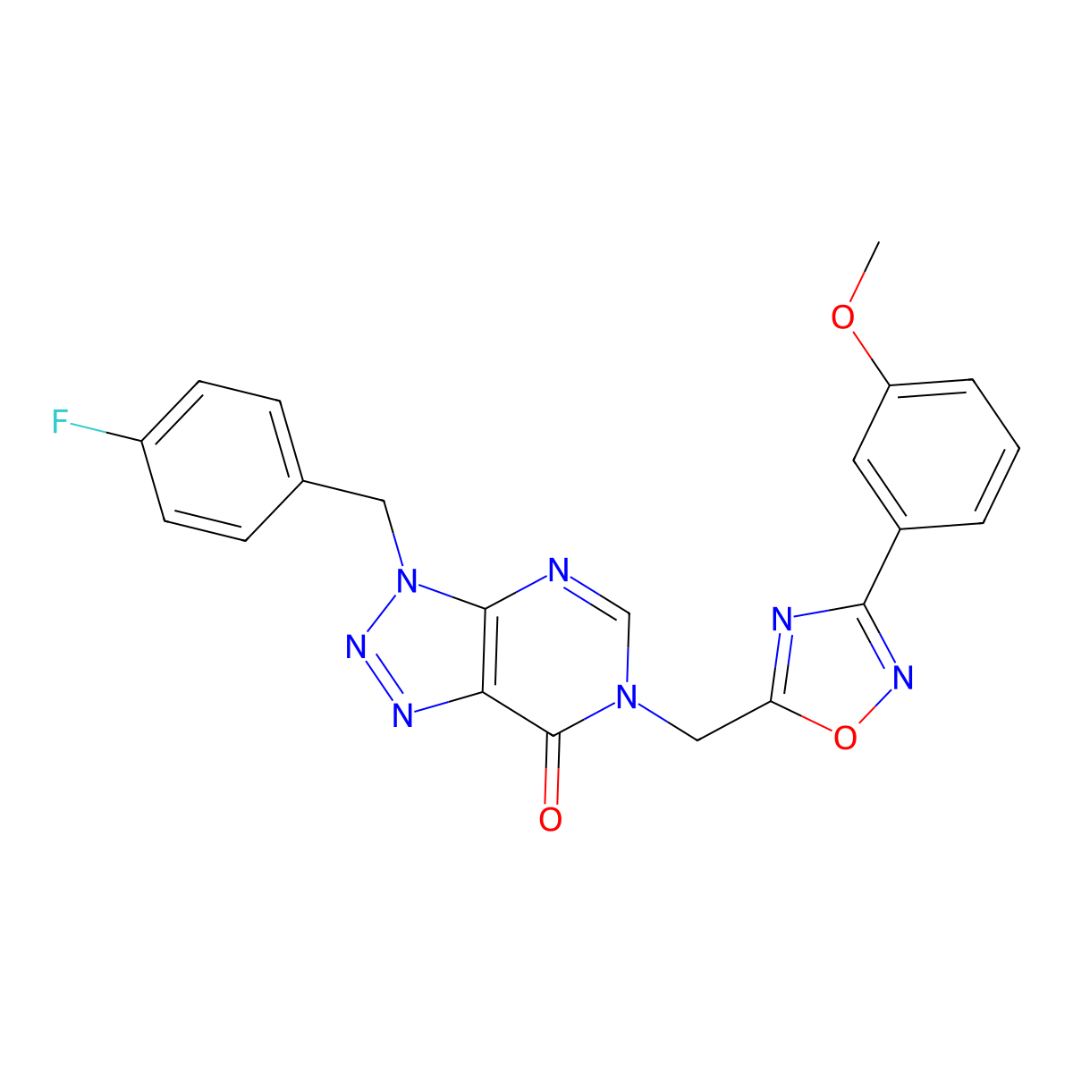 3-(4-fluorobenzyl)-6-((3-(3-methoxyphenyl)-1,2,4-oxadiazol-5-yl)methyl)-3H-[1,2,3]triazolo[4,5-d]pyrimidin-7(6H)-one molecular structure, CAS 1207044-16-3