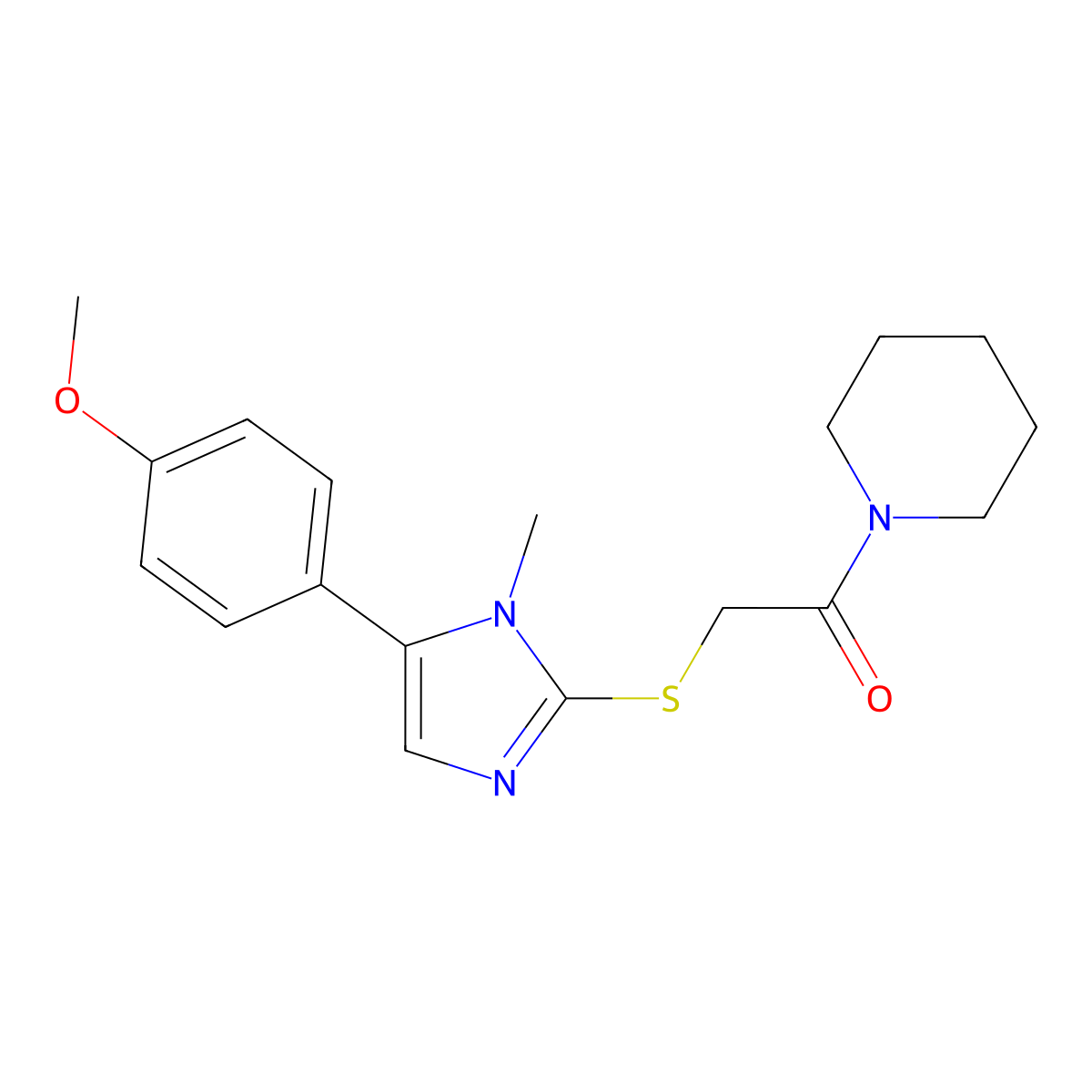 2-((5-(4-methoxyphenyl)-1-methyl-1H-imidazol-2-yl)thio)-1-(piperidin-1-yl)ethanone molecular structure, CAS 1207044-17-4
