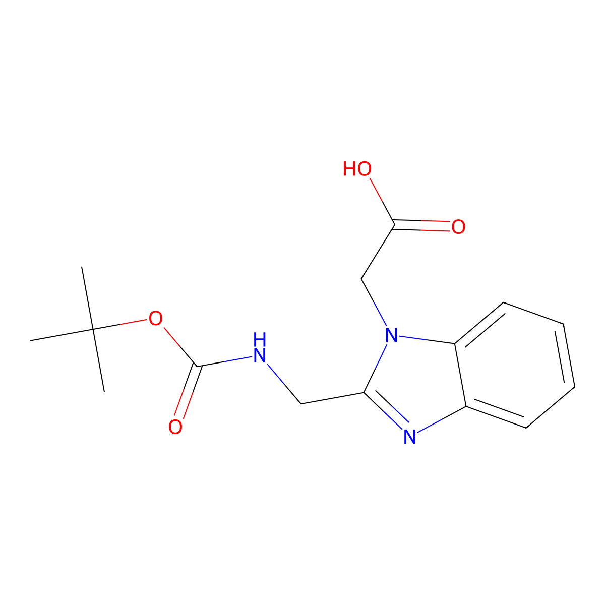 (2-{[(tert-butoxycarbonyl)amino]methyl}-1H-benzimidazol-1-yl)acetic acid molecular structure, CAS 1207044-25-4