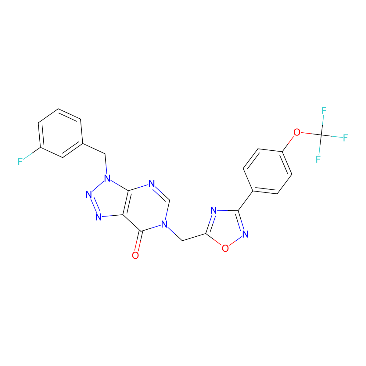3-(3-fluorobenzyl)-6-((3-(4-(trifluoromethoxy)phenyl)-1,2,4-oxadiazol-5-yl)methyl)-3H-[1,2,3]triazolo[4,5-d]pyrimidin-7(6H)-one molecular structure, CAS 1207044-32-3
