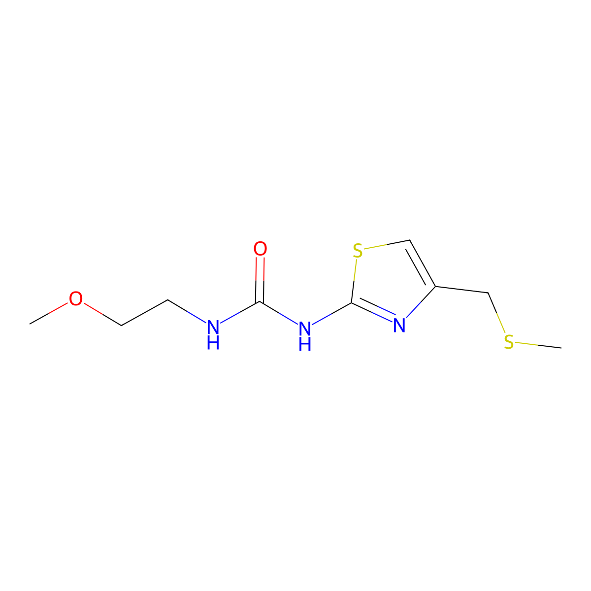 1-(2-Methoxyethyl)-3-(4-((methylthio)methyl)thiazol-2-yl)urea molecular structure, CAS 1207044-36-7
