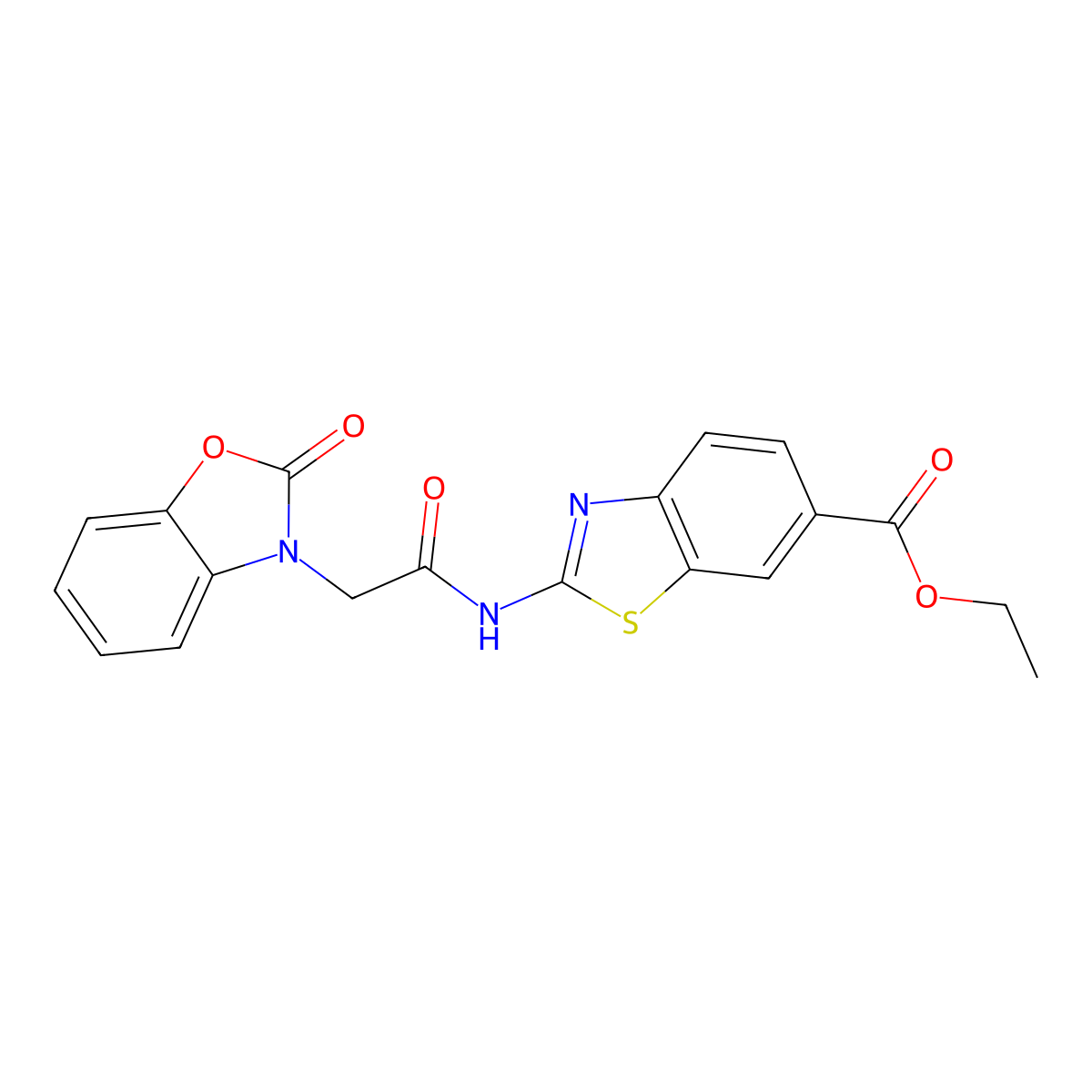 ethyl 2-(2-(2-oxobenzo[d]oxazol-3(2H)-yl)acetamido)benzo[d]thiazole-6-carboxylate molecular structure, CAS 1207044-39-0