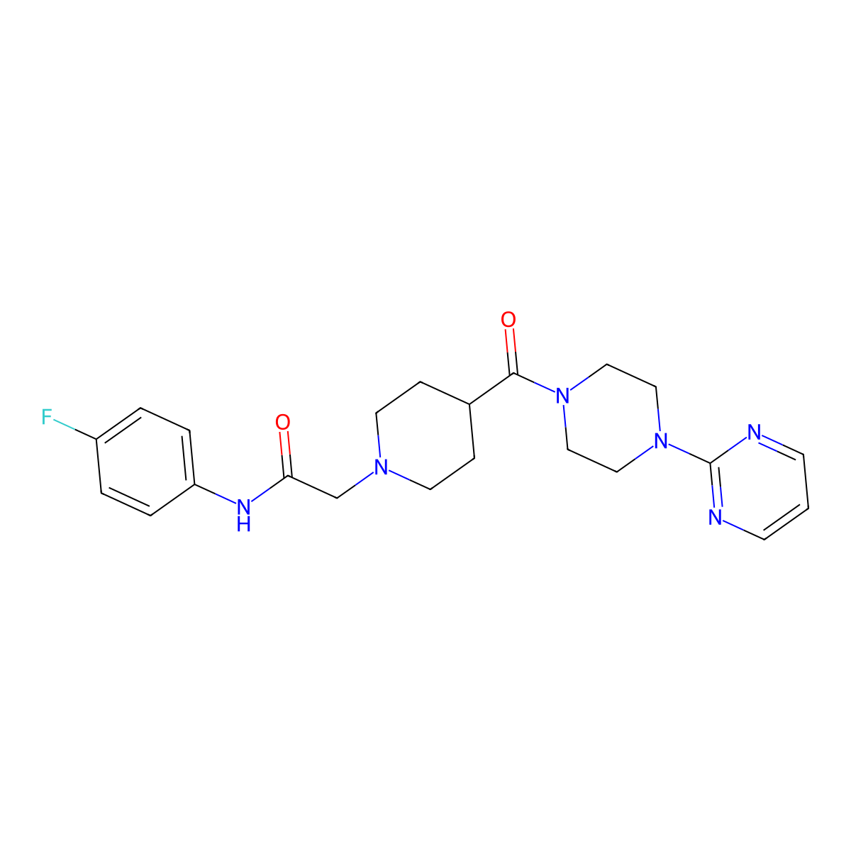 N-(4-fluorophenyl)-2-{4-[4-(pyrimidin-2-yl)piperazine-1-carbonyl]piperidin-1-yl}acetamide molecular structure, CAS 1207044-42-5