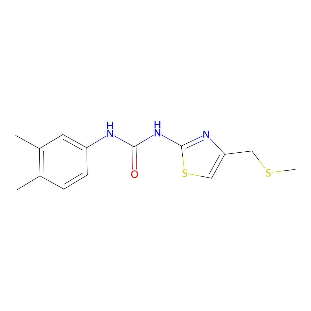 1-(3,4-Dimethylphenyl)-3-(4-((methylthio)methyl)thiazol-2-yl)urea molecular structure, CAS 1207044-43-6