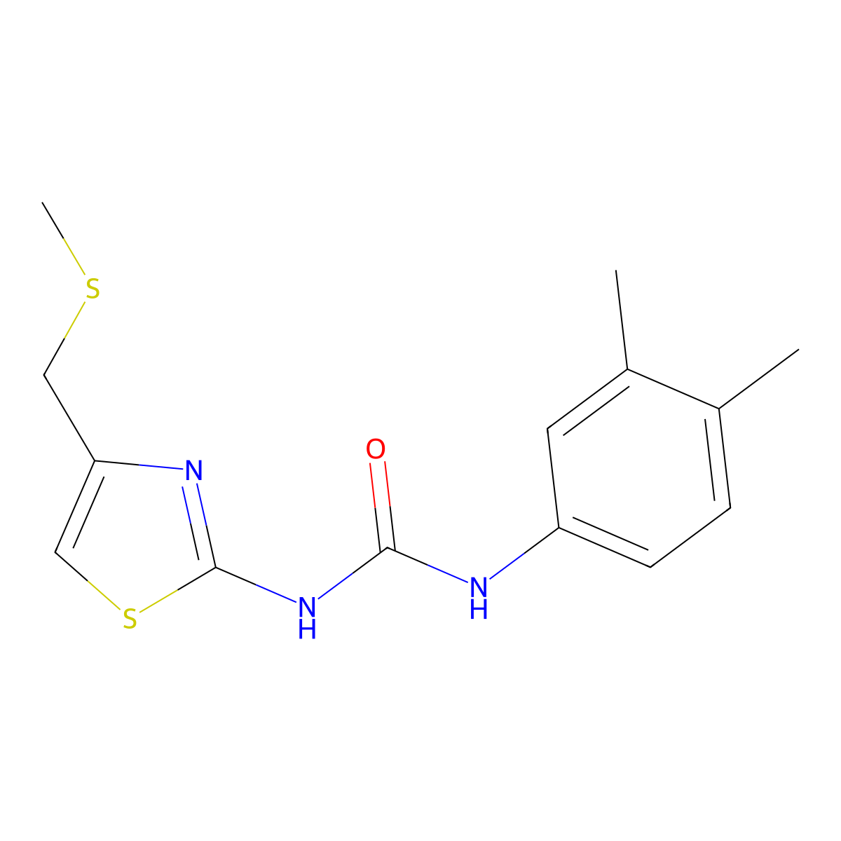 1-(3,4-Dimethylphenyl)-3-(4-((methylthio)methyl)thiazol-2-yl)urea molecular structure, CAS 1207044-43-6