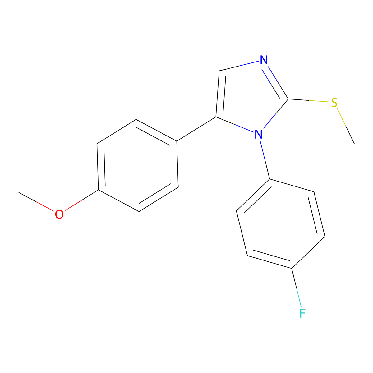 1-(4-fluorophenyl)-5-(4-methoxyphenyl)-2-(methylthio)-1H-imidazole molecular structure, CAS 1207044-61-8
