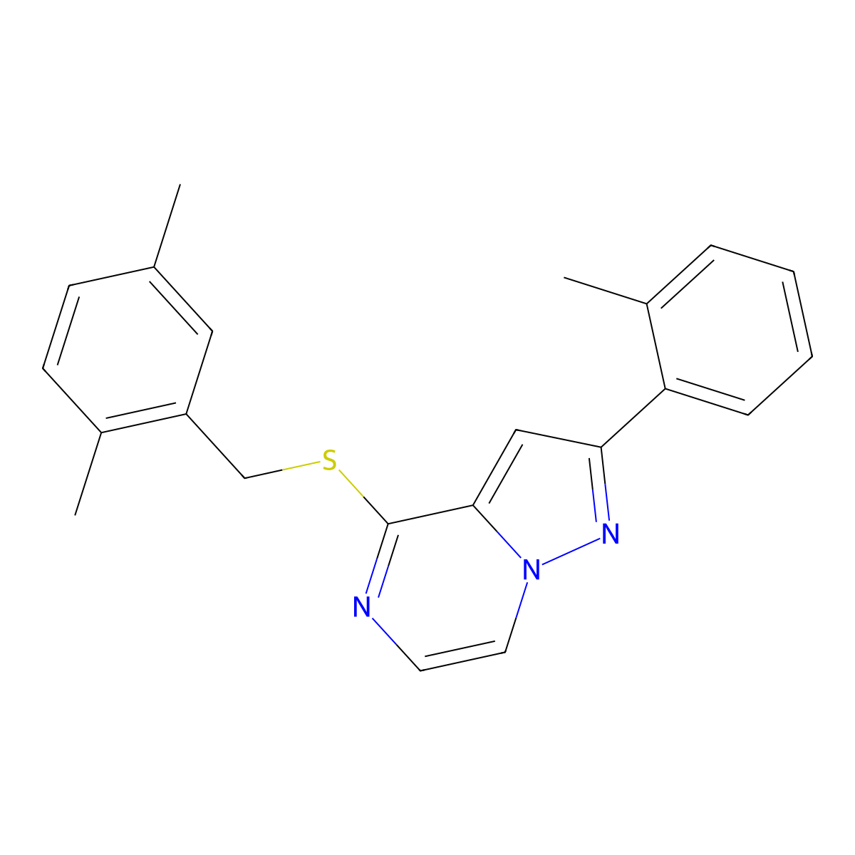 4-[(2,5-Dimethylbenzyl)thio]-2-(2-methylphenyl)pyrazolo[1,5-a]pyrazine molecular structure, CAS 1207044-67-4