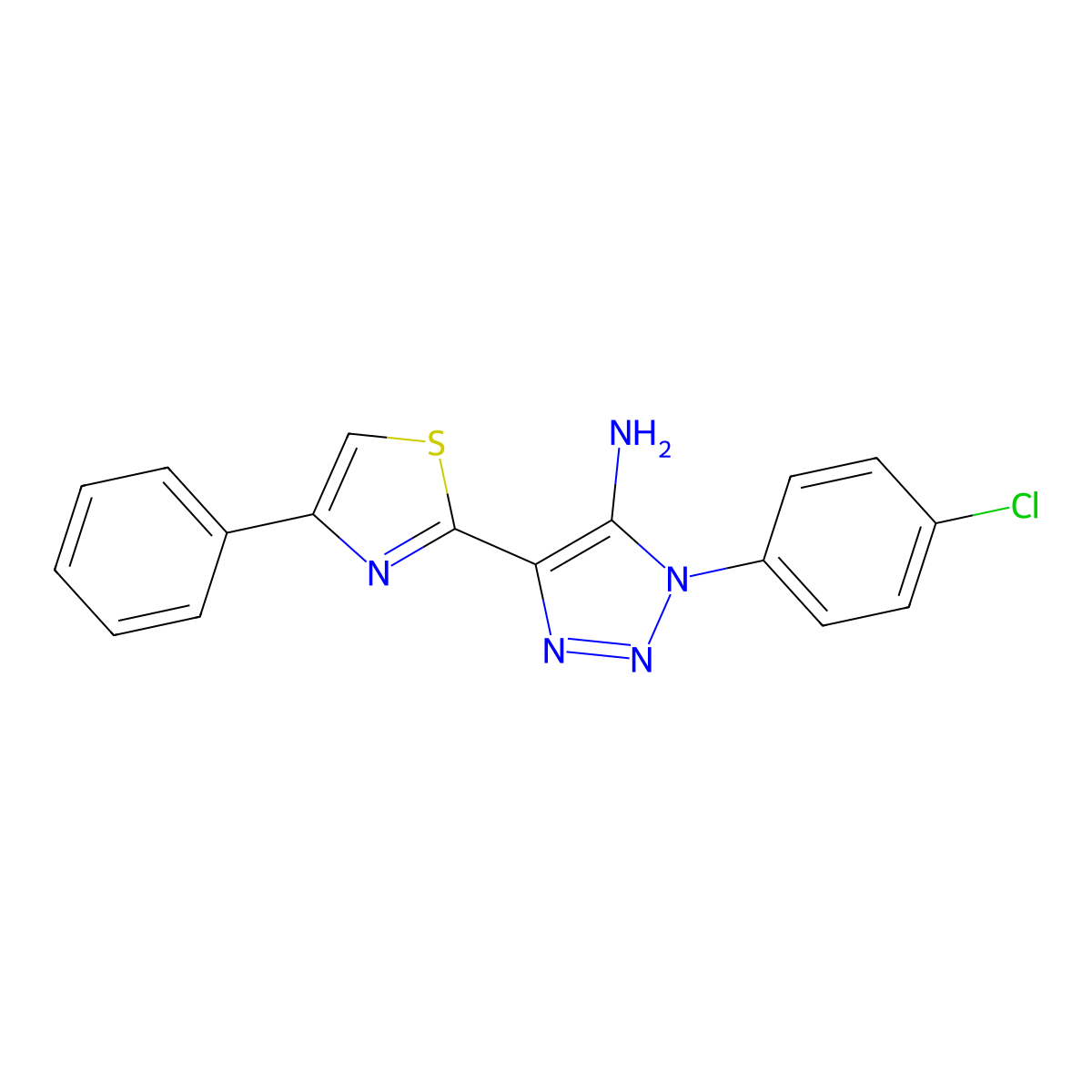 1-(4-chlorophenyl)-4-(4-phenylthiazol-2-yl)-1H-1,2,3-triazol-5-amine molecular structure, CAS 1207044-69-6