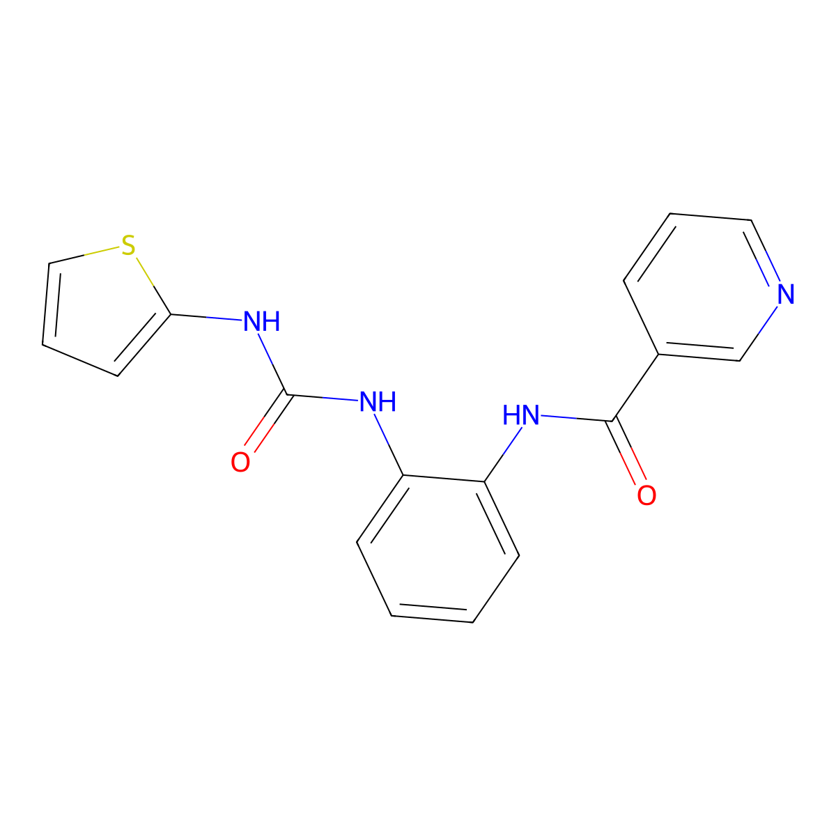 N-(2-(3-(thiophen-2-yl)ureido)phenyl)nicotinamide molecular structure, CAS 1207044-70-9