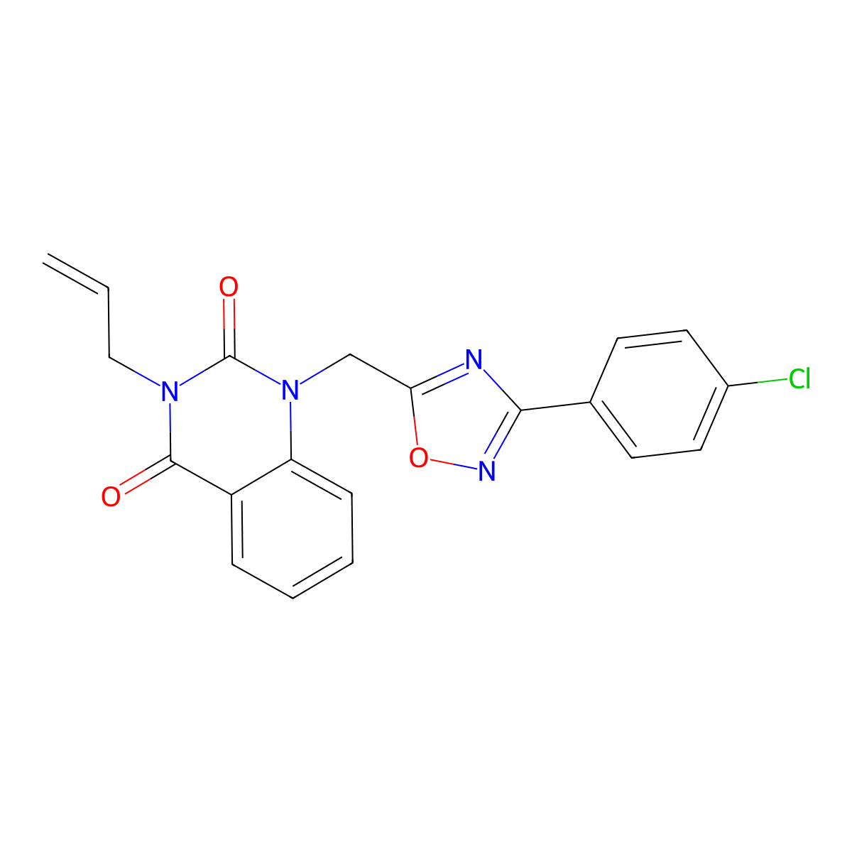 3-allyl-1-((3-(4-chlorophenyl)-1,2,4-oxadiazol-5-yl)methyl)quinazoline-2,4(1H,3H)-dione molecular structure, CAS 1207044-74-3