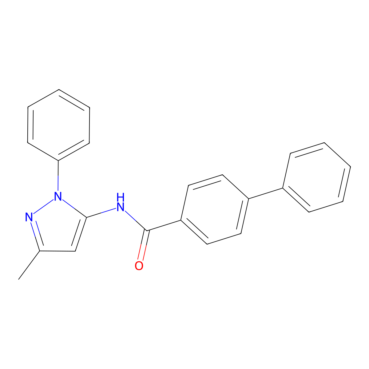 N-(3-methyl-1-phenyl-1H-pyrazol-5-yl)-[1,1'-biphenyl]-4-carboxamide molecular structure, CAS 1207044-78-7