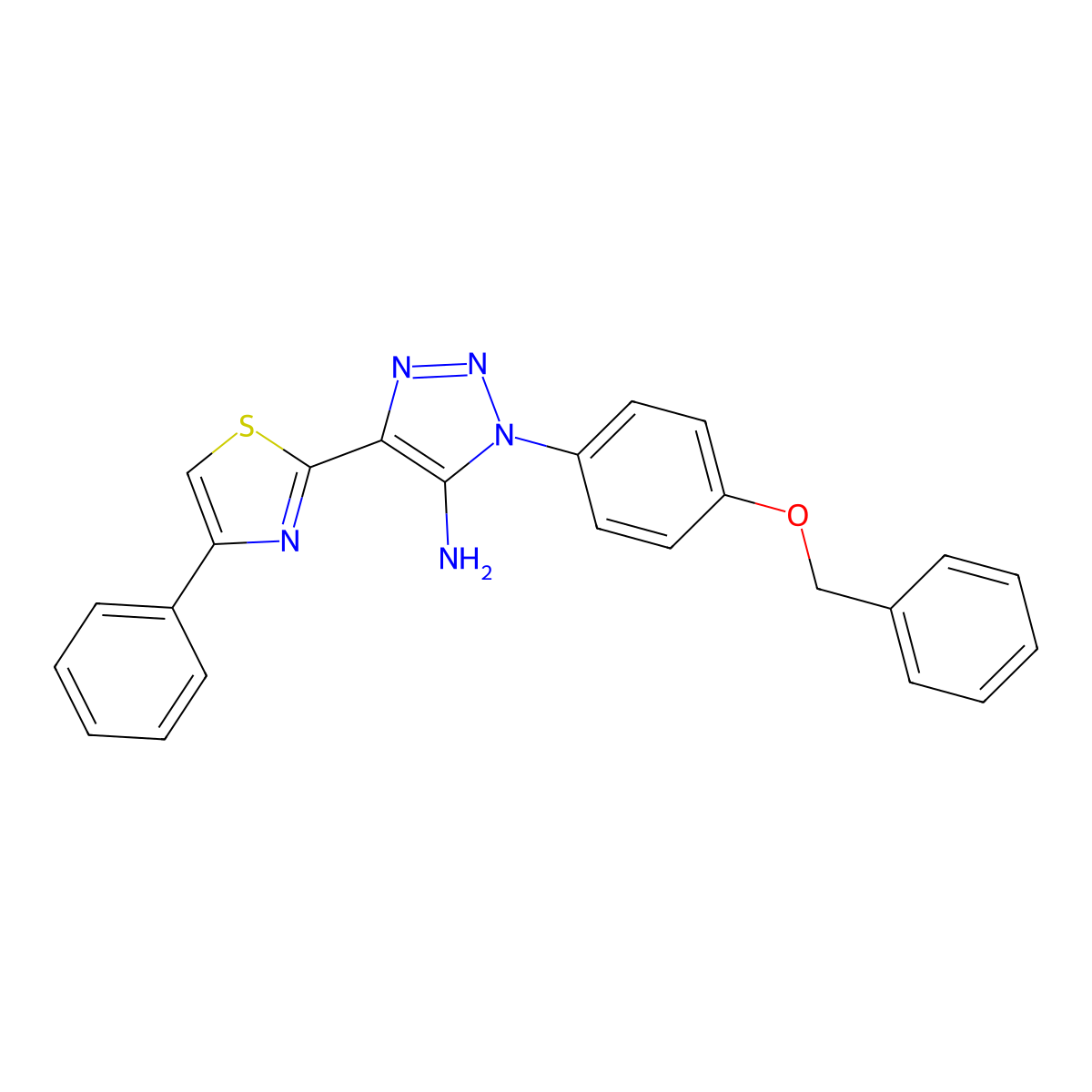 1-(4-(benzyloxy)phenyl)-4-(4-phenylthiazol-2-yl)-1H-1,2,3-triazol-5-amine molecular structure, CAS 1207044-84-5