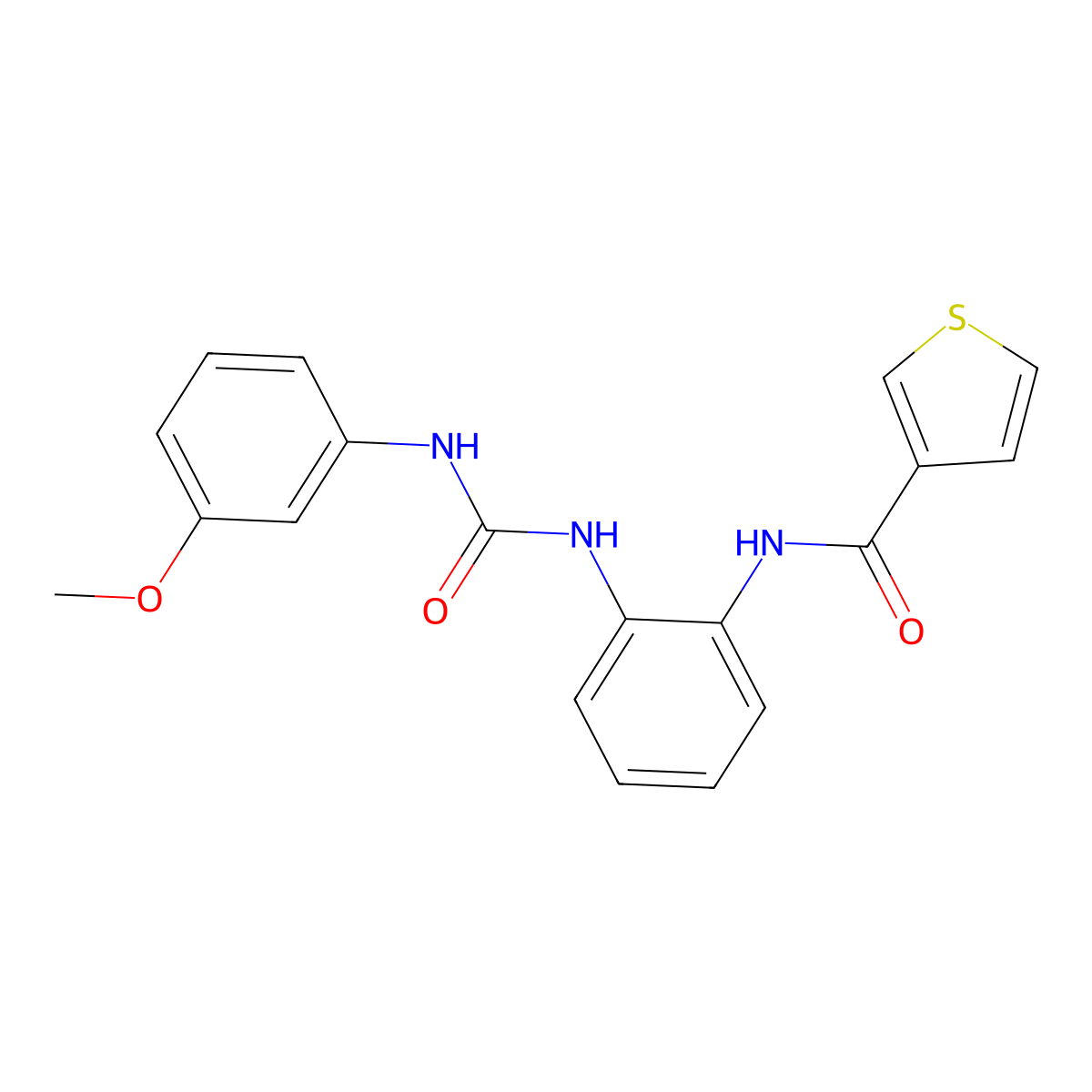 N-(2-(3-(3-methoxyphenyl)ureido)phenyl)thiophene-3-carboxamide molecular structure, CAS 1207044-88-9