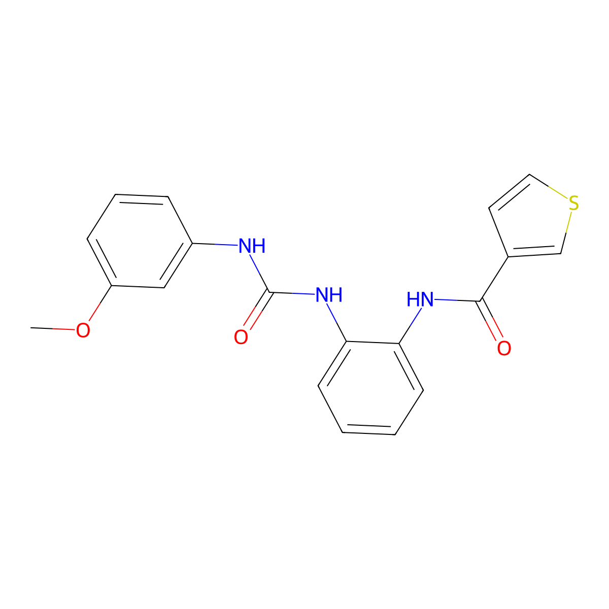 N-(2-(3-(3-methoxyphenyl)ureido)phenyl)thiophene-3-carboxamide molecular structure, CAS 1207044-88-9