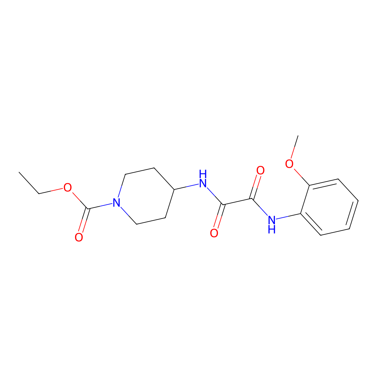 Ethyl 4-(2-((2-methoxyphenyl)amino)-2-oxoacetamido)piperidine-1-carboxylate molecular structure, CAS 1207044-97-0