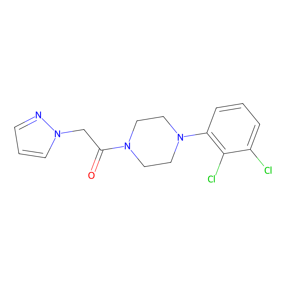 1-(4-(2,3-dichlorophenyl)piperazin-1-yl)-2-(1H-pyrazol-1-yl)ethanone molecular structure, CAS 1207045-04-2