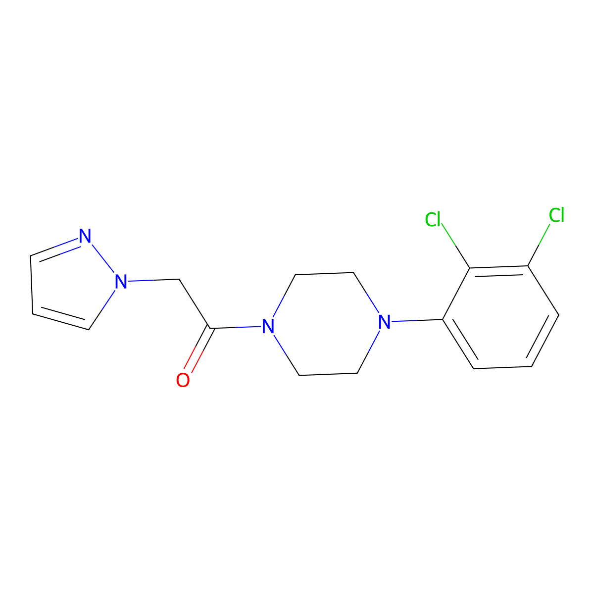 1-(4-(2,3-dichlorophenyl)piperazin-1-yl)-2-(1H-pyrazol-1-yl)ethanone molecular structure, CAS 1207045-04-2