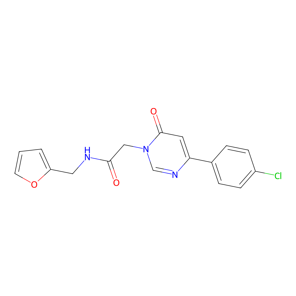 2-(4-(4-chlorophenyl)-6-oxopyrimidin-1(6H)-yl)-N-(furan-2-ylmethyl)acetamide molecular structure, CAS 1207045-08-6