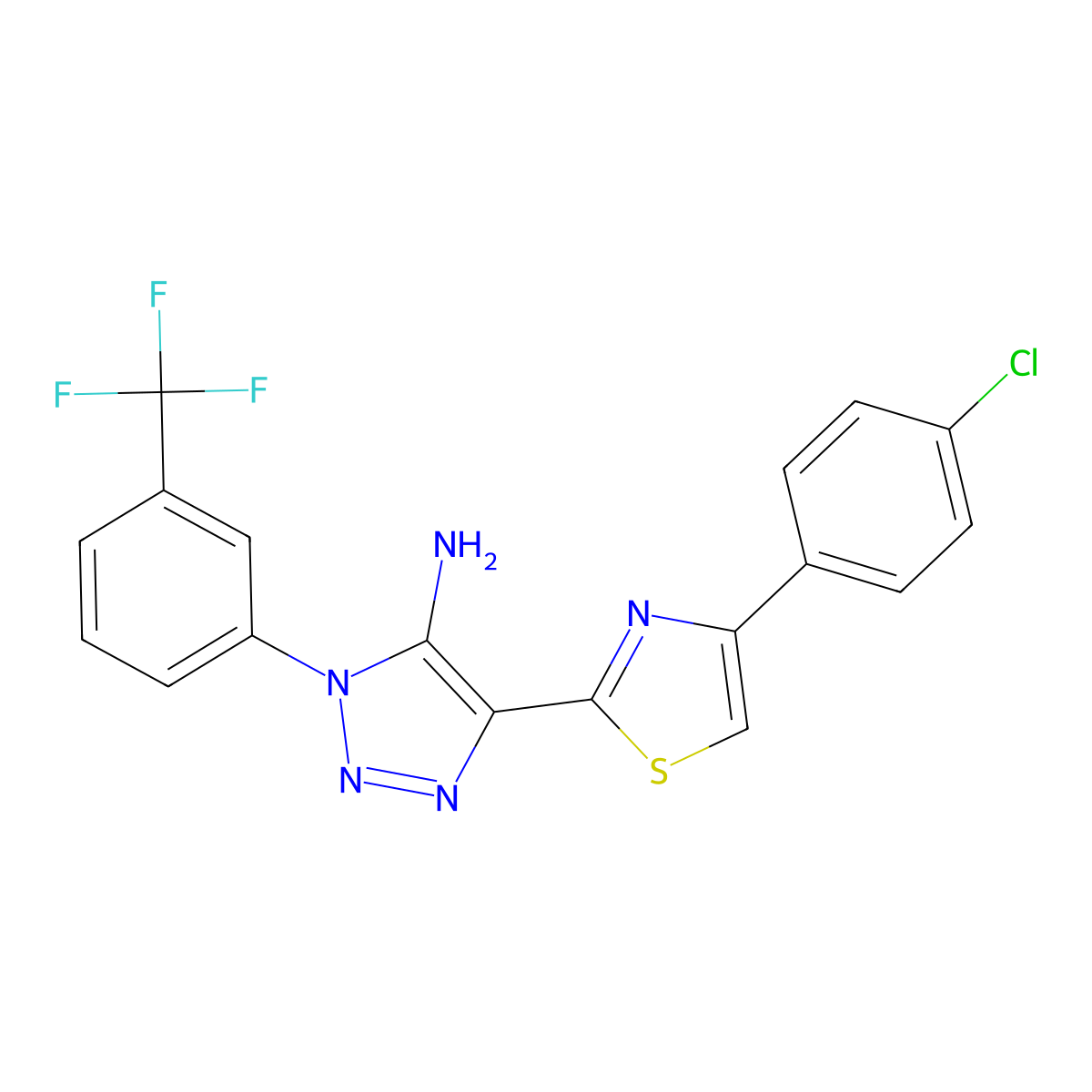 4-[4-(4-chlorophenyl)-1,3-thiazol-2-yl]-1-[3-(trifluoromethyl)phenyl]-1H-1,2,3-triazol-5-amine molecular structure, CAS 1207045-11-1