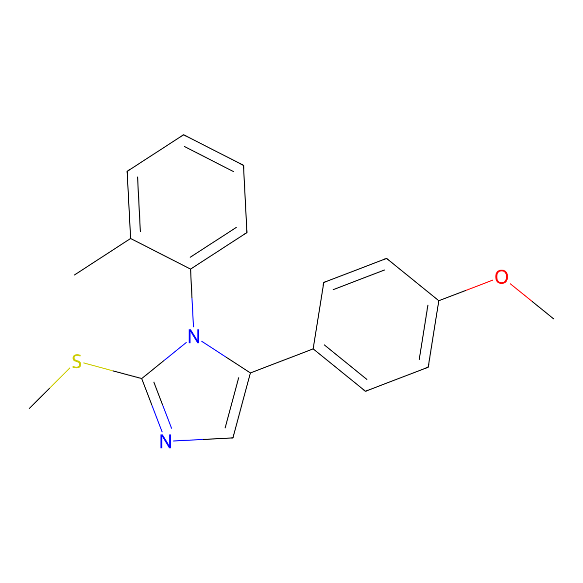 5-(4-methoxyphenyl)-2-(methylthio)-1-(o-tolyl)-1H-imidazole molecular structure, CAS 1207045-15-5