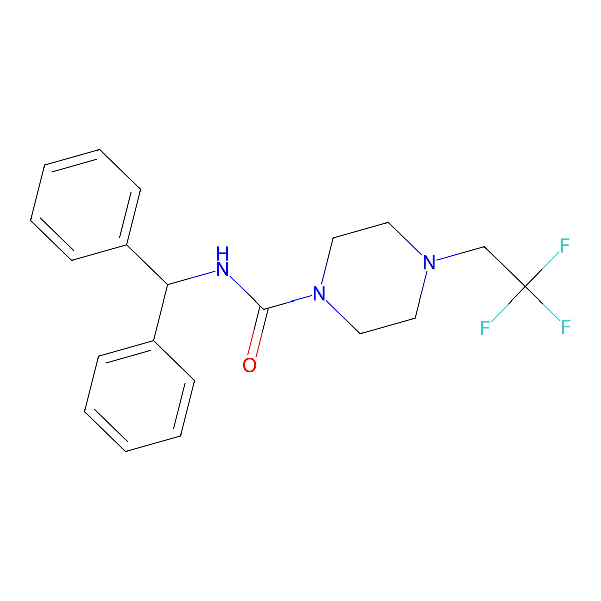 N-benzhydryl-4-(2,2,2-trifluoroethyl)piperazine-1-carboxamide molecular structure, CAS 1207045-21-3