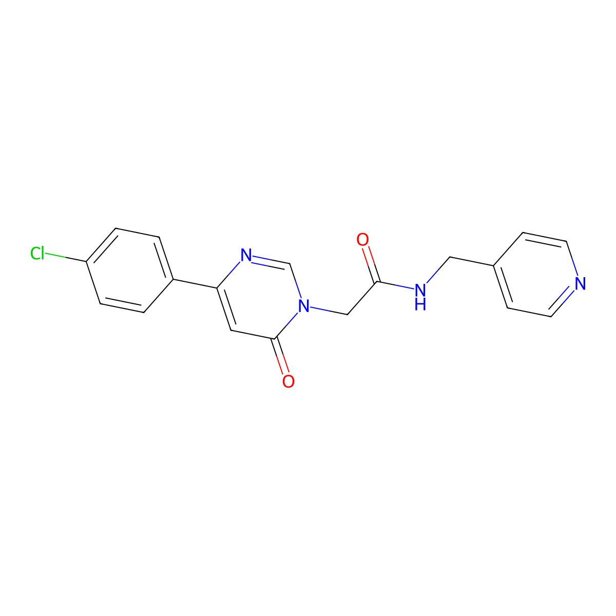 2-(4-(4-chlorophenyl)-6-oxopyrimidin-1(6H)-yl)-N-(pyridin-4-ylmethyl)acetamide molecular structure, CAS 1207045-22-4