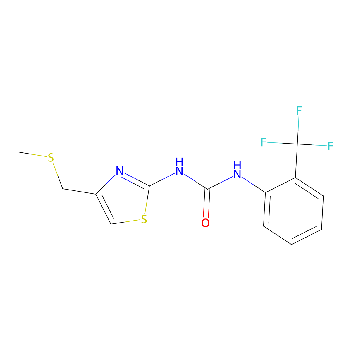 3-{4-[(Methylsulfanyl)methyl]-1,3-thiazol-2-yl}-1-[2-(trifluoromethyl)phenyl]urea molecular structure, CAS 1207045-26-8