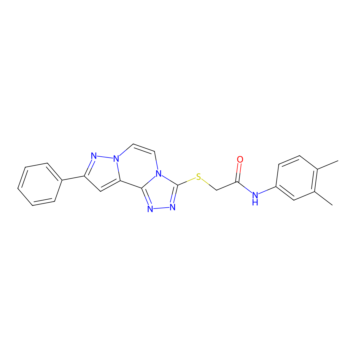 N-(3,4-dimethylphenyl)-2-((9-phenylpyrazolo[1,5-a][1,2,4]triazolo[3,4-c]pyrazin-3-yl)thio)acetamide molecular structure, CAS 1207045-30-4