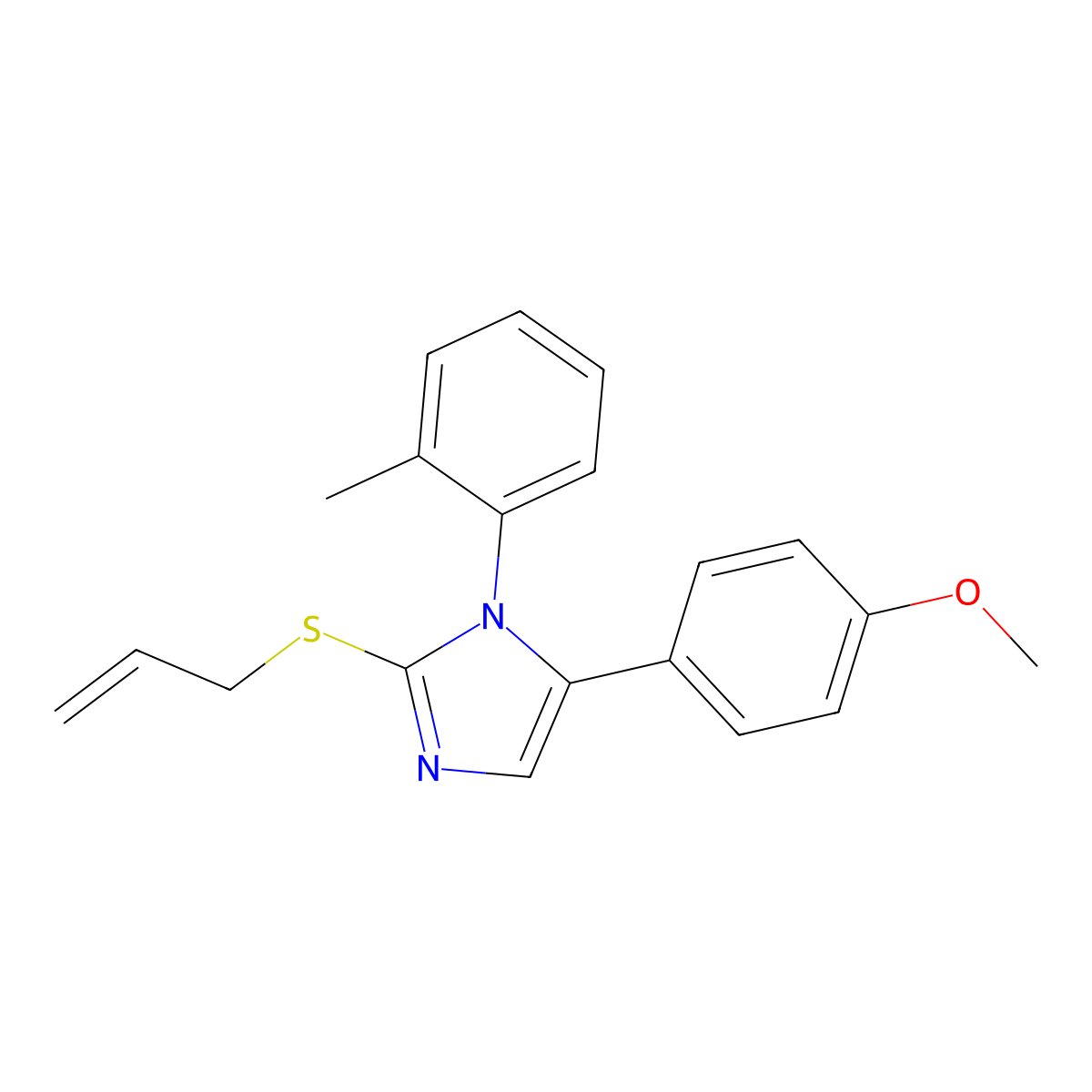 2-(allylthio)-5-(4-methoxyphenyl)-1-(o-tolyl)-1H-imidazole molecular structure, CAS 1207045-31-5
