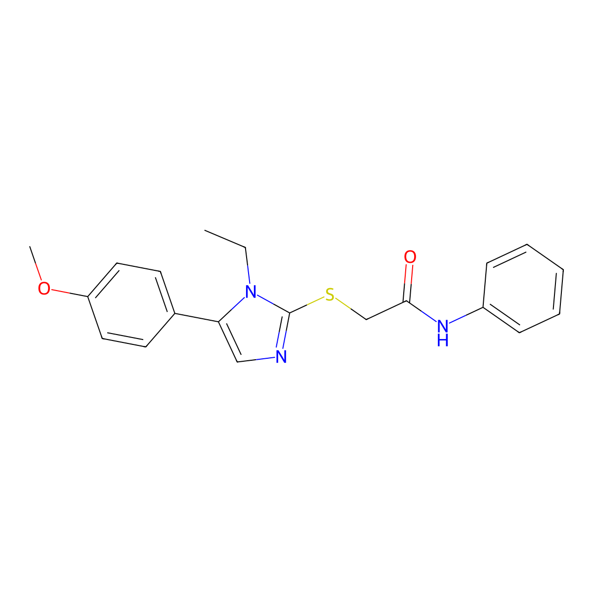 2-((1-ethyl-5-(4-methoxyphenyl)-1H-imidazol-2-yl)thio)-N-phenylacetamide molecular structure, CAS 1207045-33-7