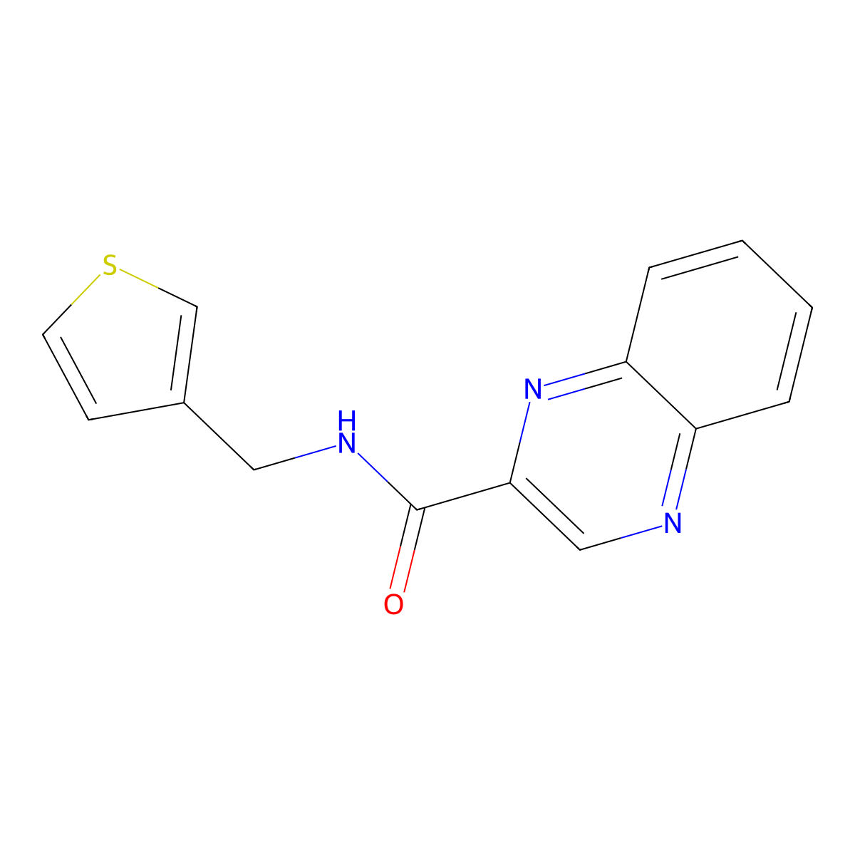 N-(thiophen-3-ylmethyl)quinoxaline-2-carboxamide molecular structure, CAS 1207045-36-0