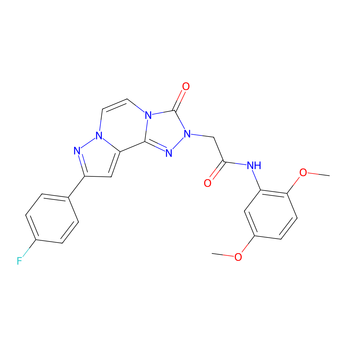 N-(2,5-dimethoxyphenyl)-2-[11-(4-fluorophenyl)-5-oxo-3,4,6,9,10-pentazatricyclo[7.3.0.02,6]dodeca-1(12),2,7,10-tetraen-4-yl]acetamide molecular structure, CAS 1207045-39-3