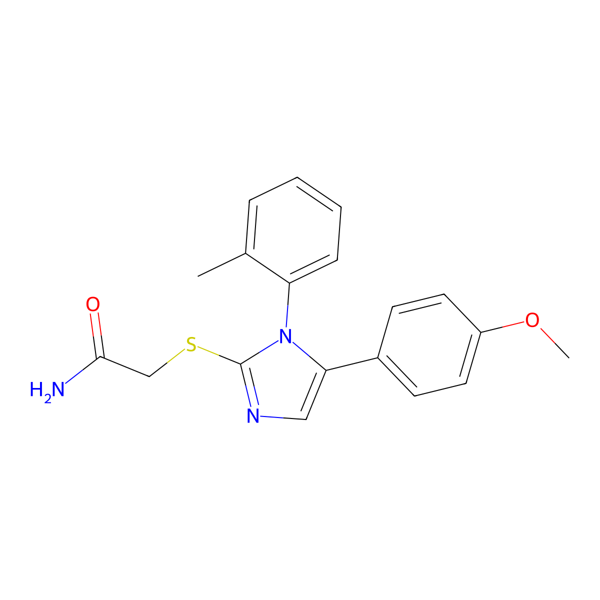 2-((5-(4-methoxyphenyl)-1-(o-tolyl)-1H-imidazol-2-yl)thio)acetamide molecular structure, CAS 1207045-45-1