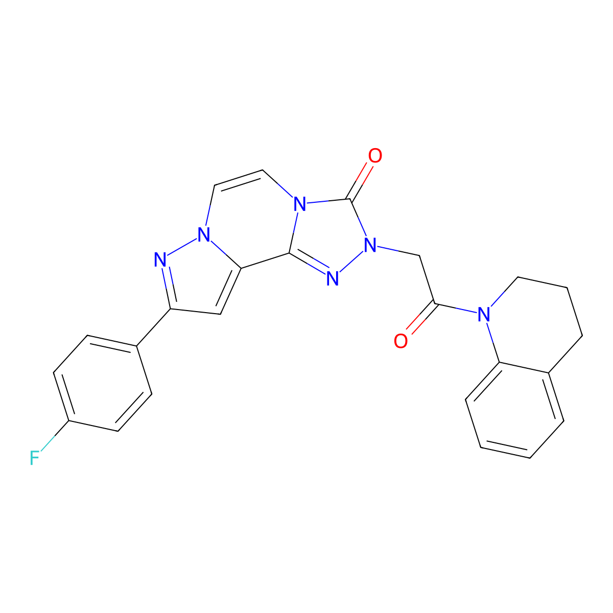 11-(4-Fluorophenyl)-4-[2-oxo-2-(1,2,3,4-tetrahydroquinolin-1-yl)ethyl]-3,4,6,9,10-pentaazatricyclo[7.3.0.0^{2,6}]dodeca-1(12),2,7,10-tetraen-5-one molecular structure, CAS 1207045-46-2