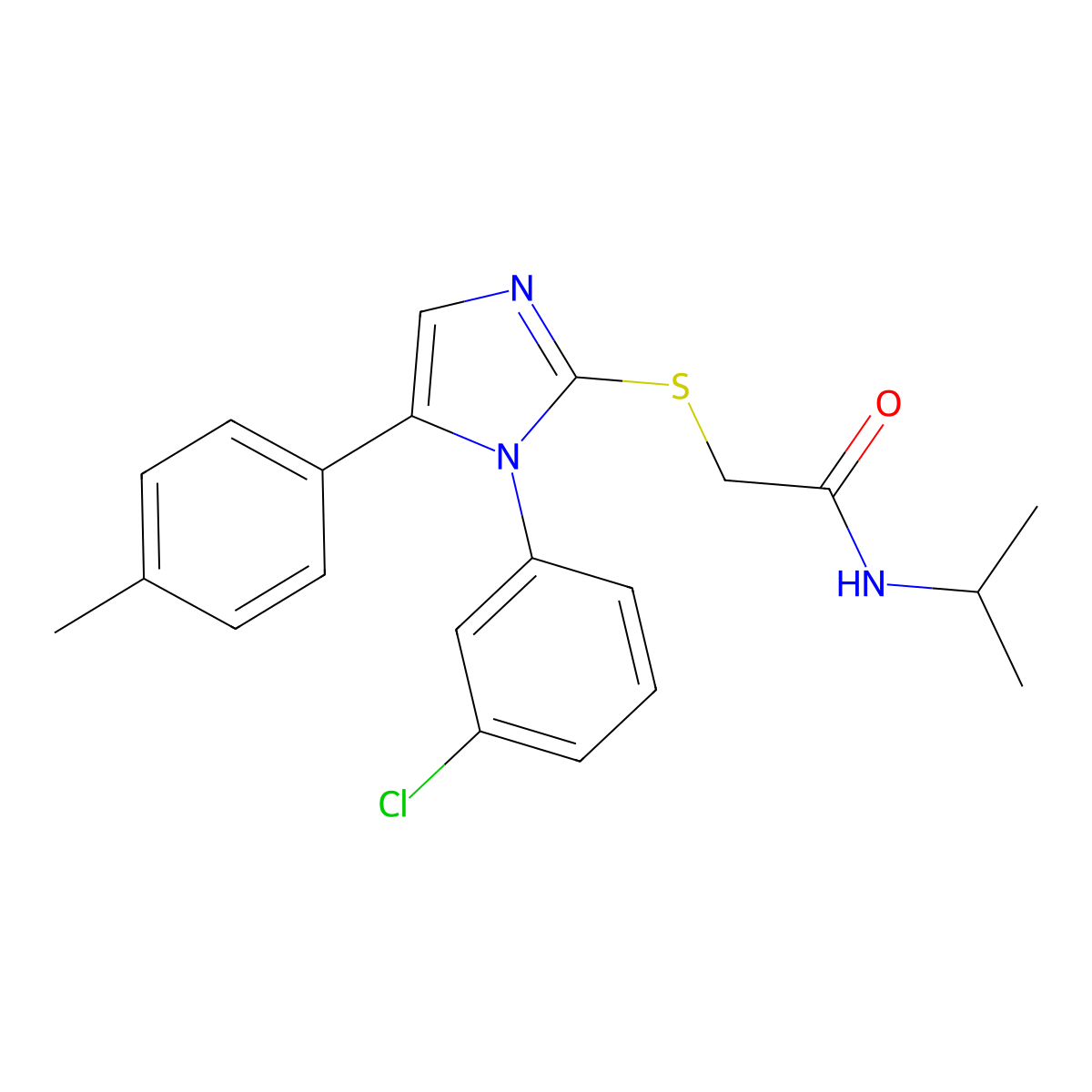 2-((1-(3-chlorophenyl)-5-(p-tolyl)-1H-imidazol-2-yl)thio)-N-isopropylacetamide molecular structure, CAS 1207045-51-9