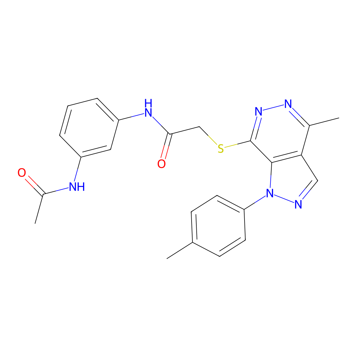 N-(3-acetamidophenyl)-2-((4-methyl-1-(p-tolyl)-1H-pyrazolo[3,4-d]pyridazin-7-yl)thio)acetamide molecular structure, CAS 1207045-62-2