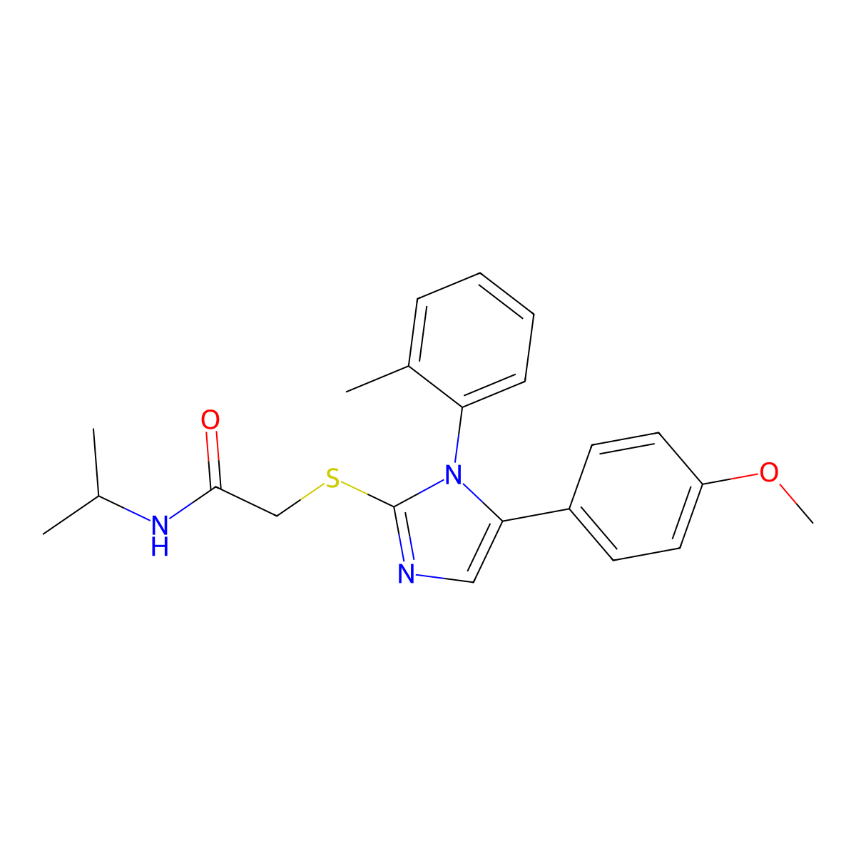 N-isopropyl-2-((5-(4-methoxyphenyl)-1-(o-tolyl)-1H-imidazol-2-yl)thio)acetamide molecular structure, CAS 1207045-69-9