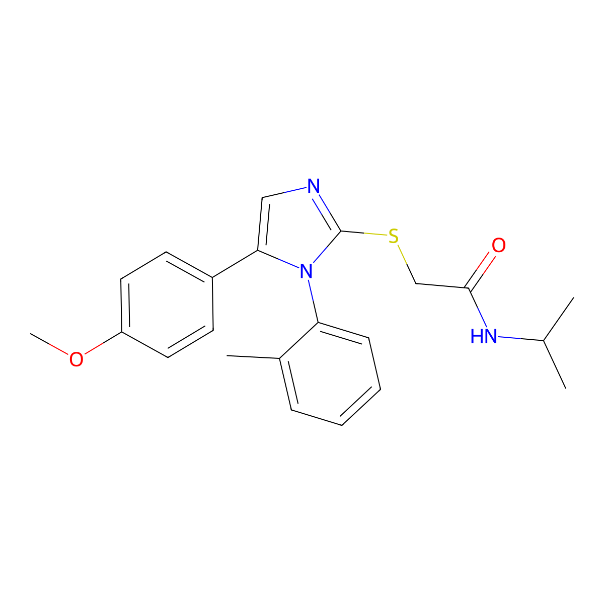 N-isopropyl-2-((5-(4-methoxyphenyl)-1-(o-tolyl)-1H-imidazol-2-yl)thio)acetamide molecular structure, CAS 1207045-69-9
