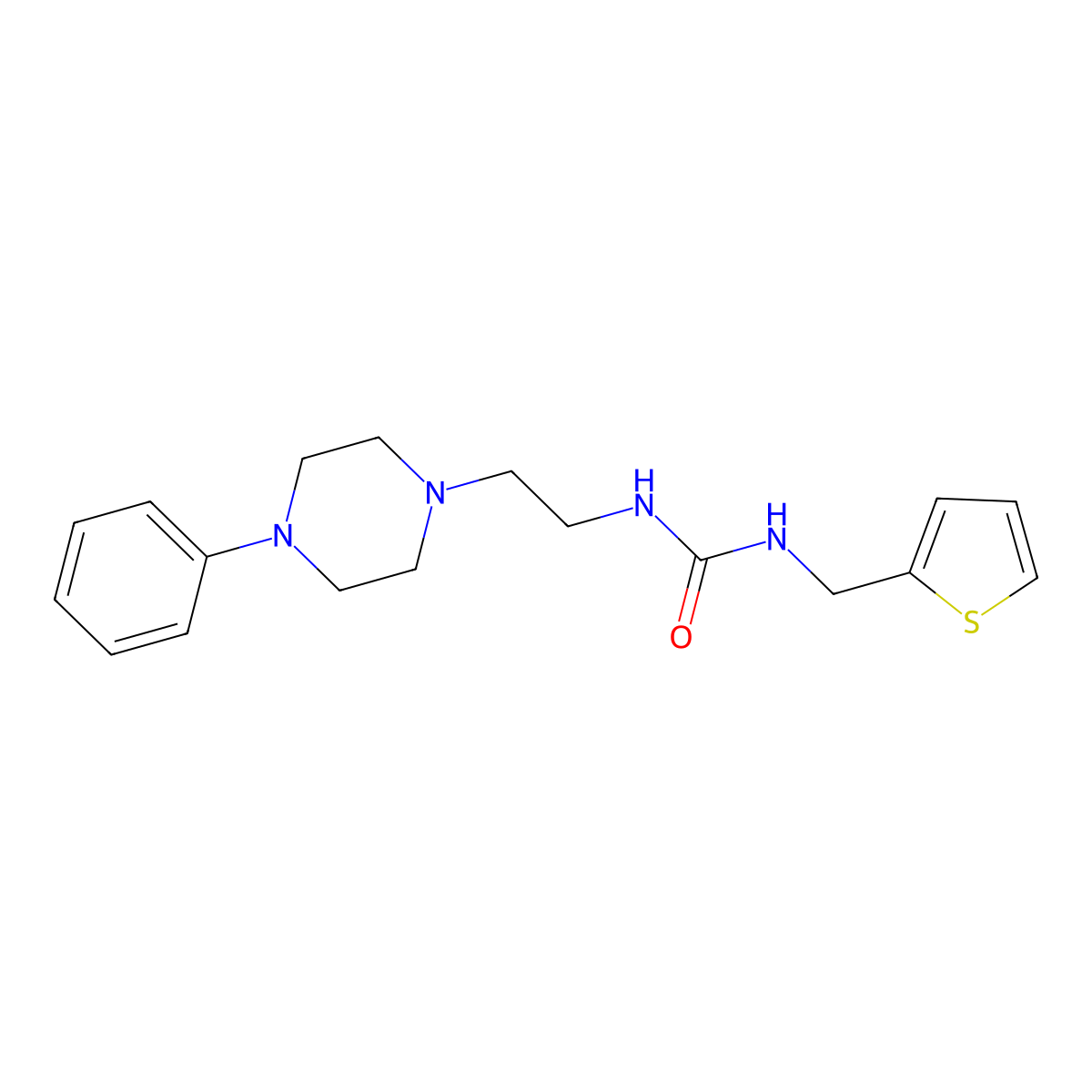 1-(2-(4-Phenylpiperazin-1-yl)ethyl)-3-(thiophen-2-ylmethyl)urea molecular structure, CAS 1207045-70-2