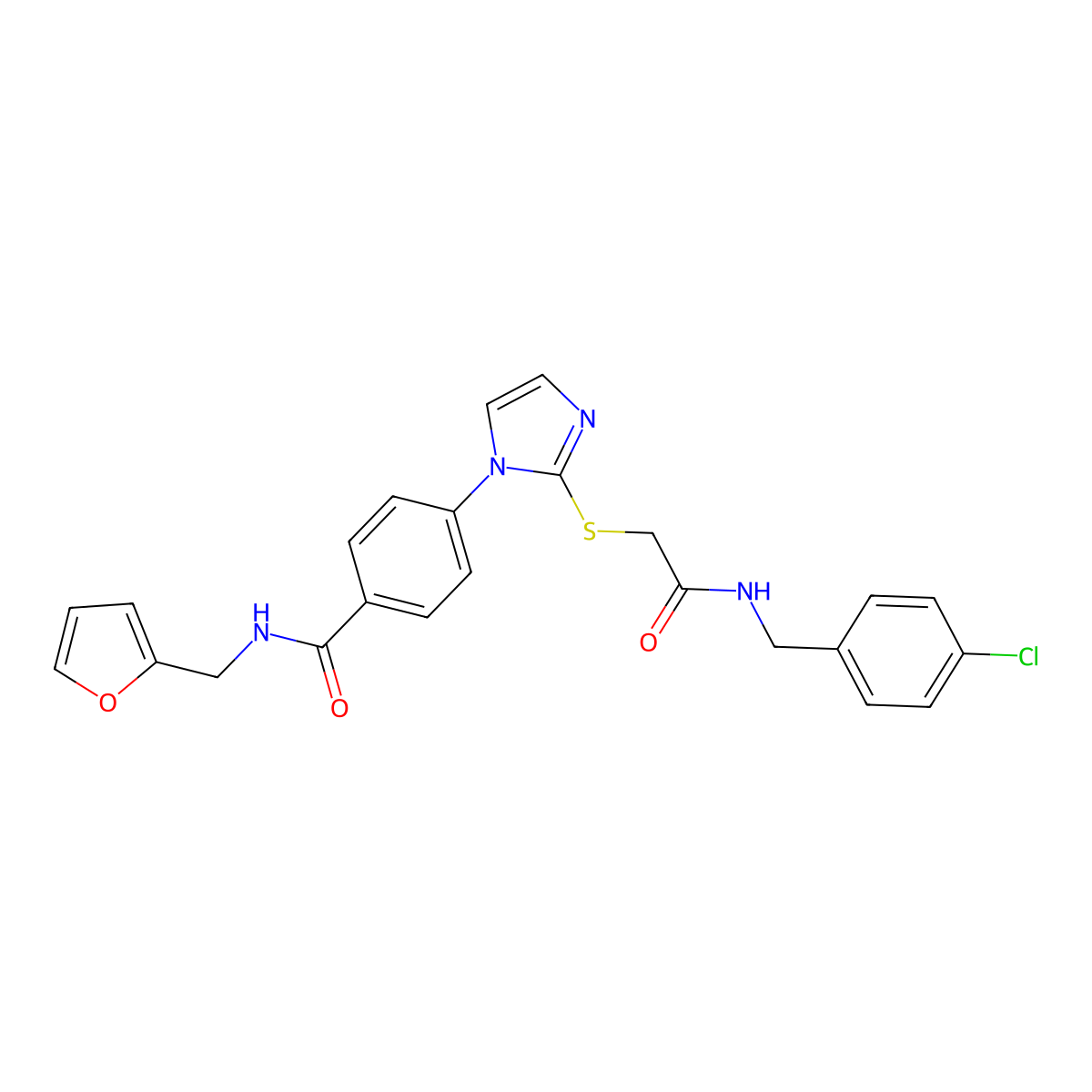 4-(2-((2-((4-chlorobenzyl)amino)-2-oxoethyl)thio)-1H-imidazol-1-yl)-N-(furan-2-ylmethyl)benzamide molecular structure, CAS 1207045-73-5