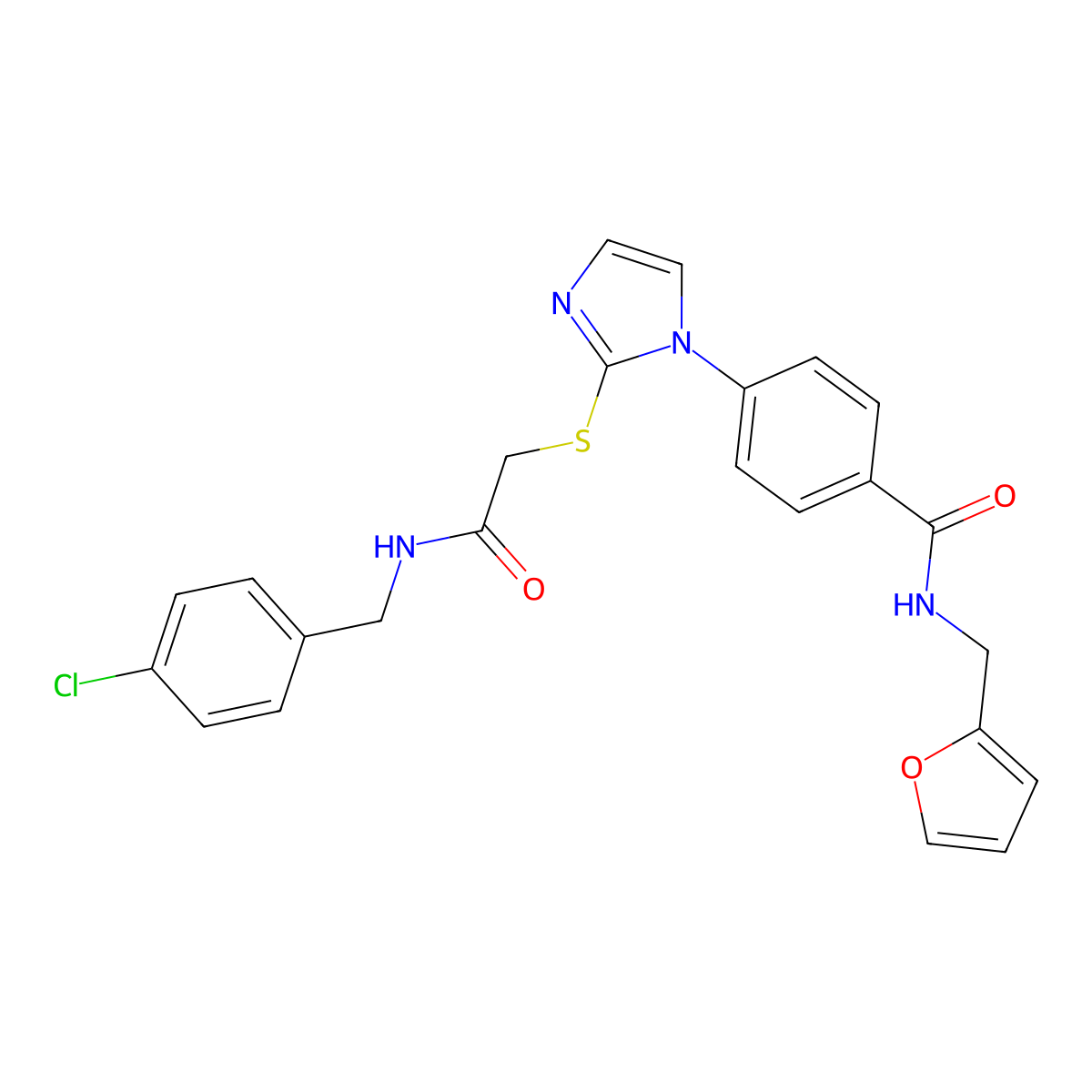 4-(2-((2-((4-chlorobenzyl)amino)-2-oxoethyl)thio)-1H-imidazol-1-yl)-N-(furan-2-ylmethyl)benzamide molecular structure, CAS 1207045-73-5