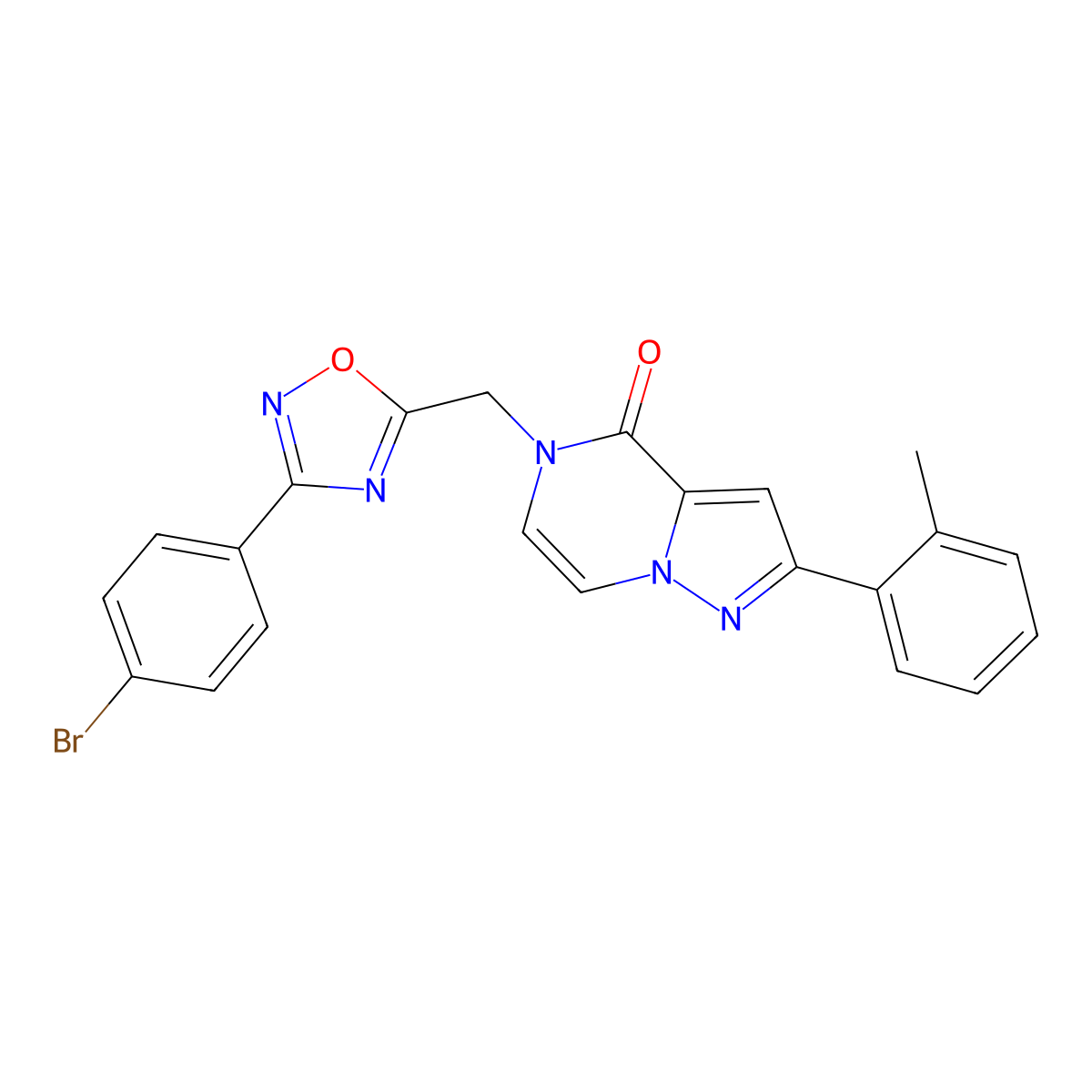 5-{[3-(4-bromophenyl)-1,2,4-oxadiazol-5-yl]methyl}-2-(2-methylphenyl)pyrazolo[1,5-a]pyrazin-4(5H)-one molecular structure, CAS 1207045-74-6