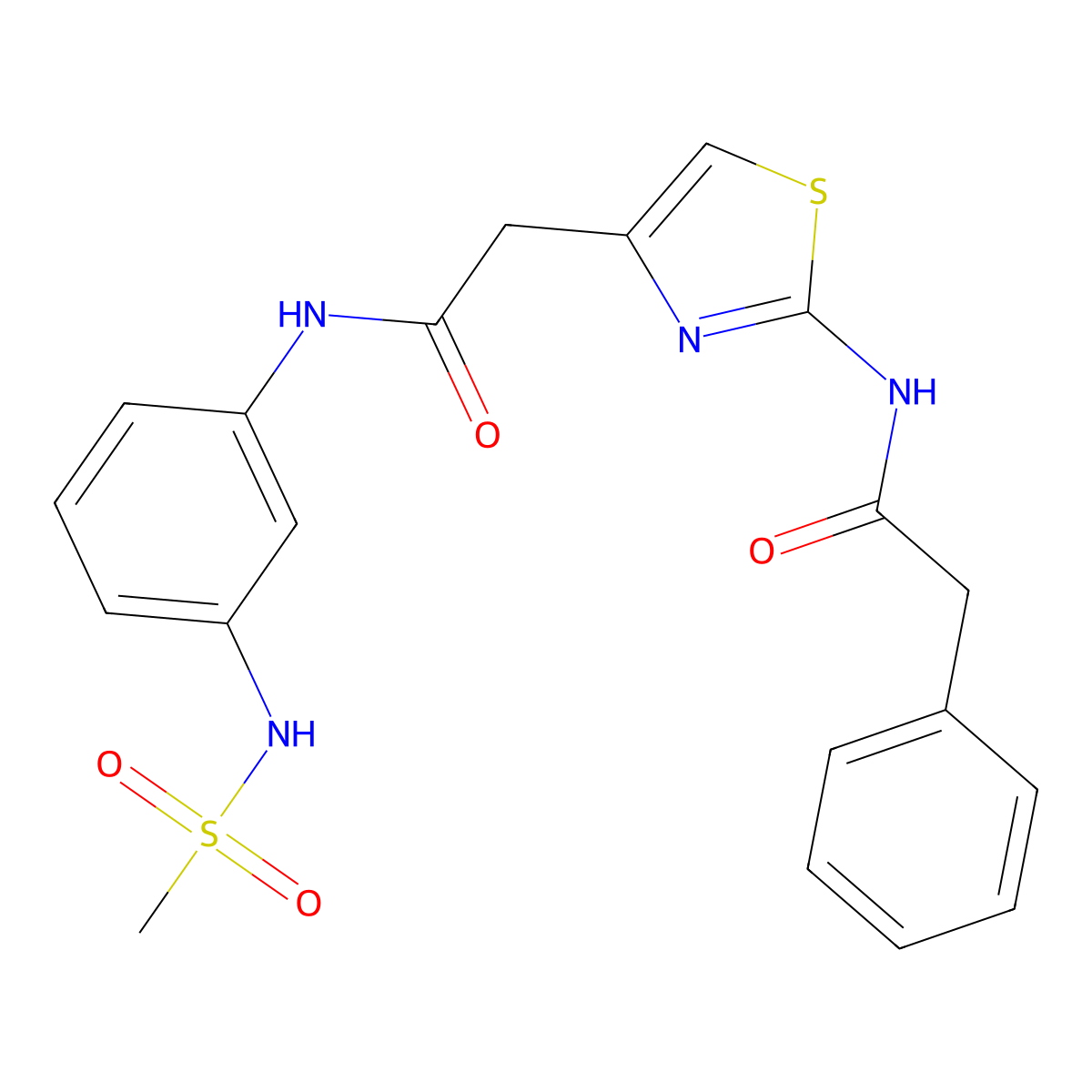 N-(3-methanesulfonamidophenyl)-2-[2-(2-phenylacetamido)-1,3-thiazol-4-yl]acetamide molecular structure, CAS 1207045-84-8