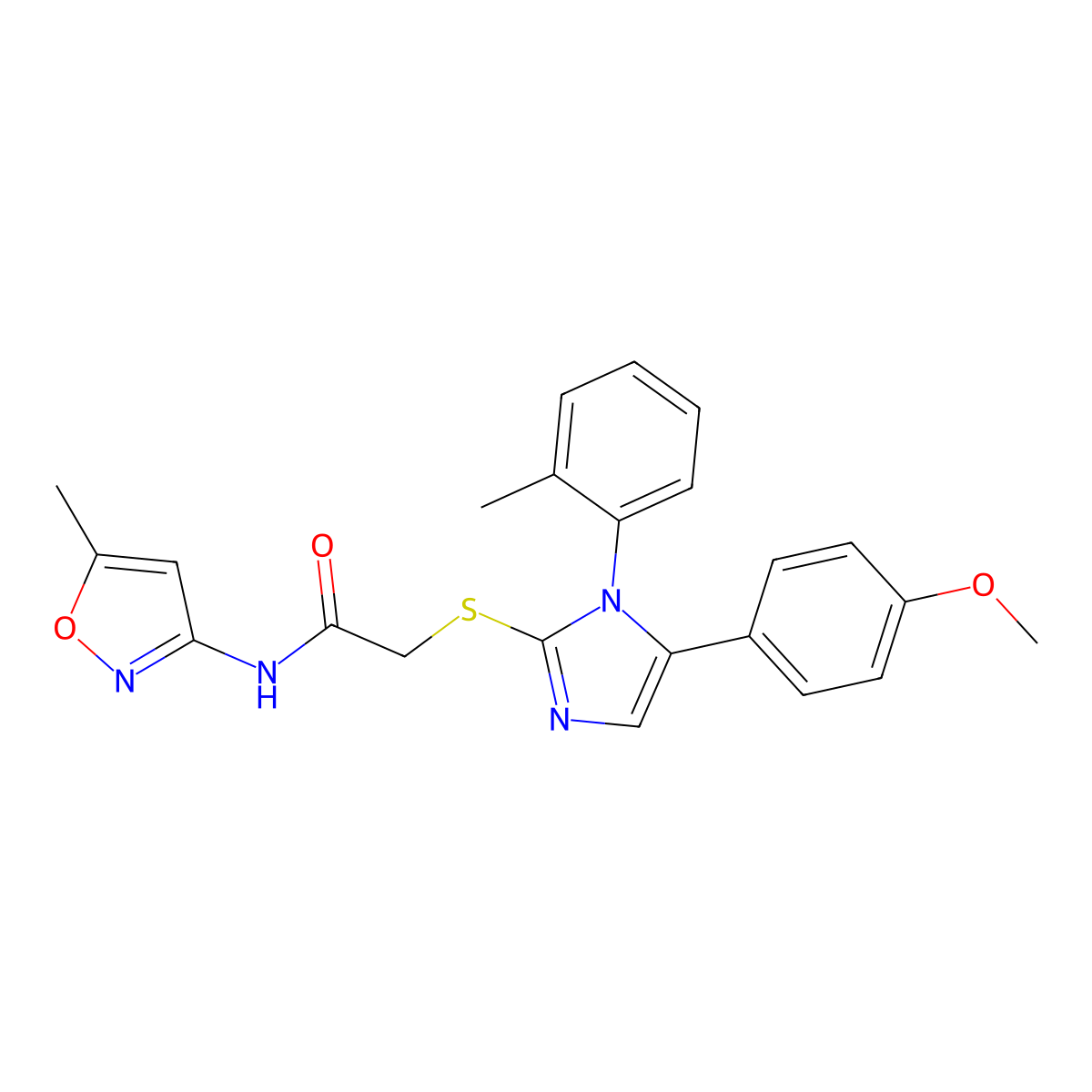 2-((5-(4-methoxyphenyl)-1-(o-tolyl)-1H-imidazol-2-yl)thio)-N-(5-methylisoxazol-3-yl)acetamide molecular structure, CAS 1207045-89-3